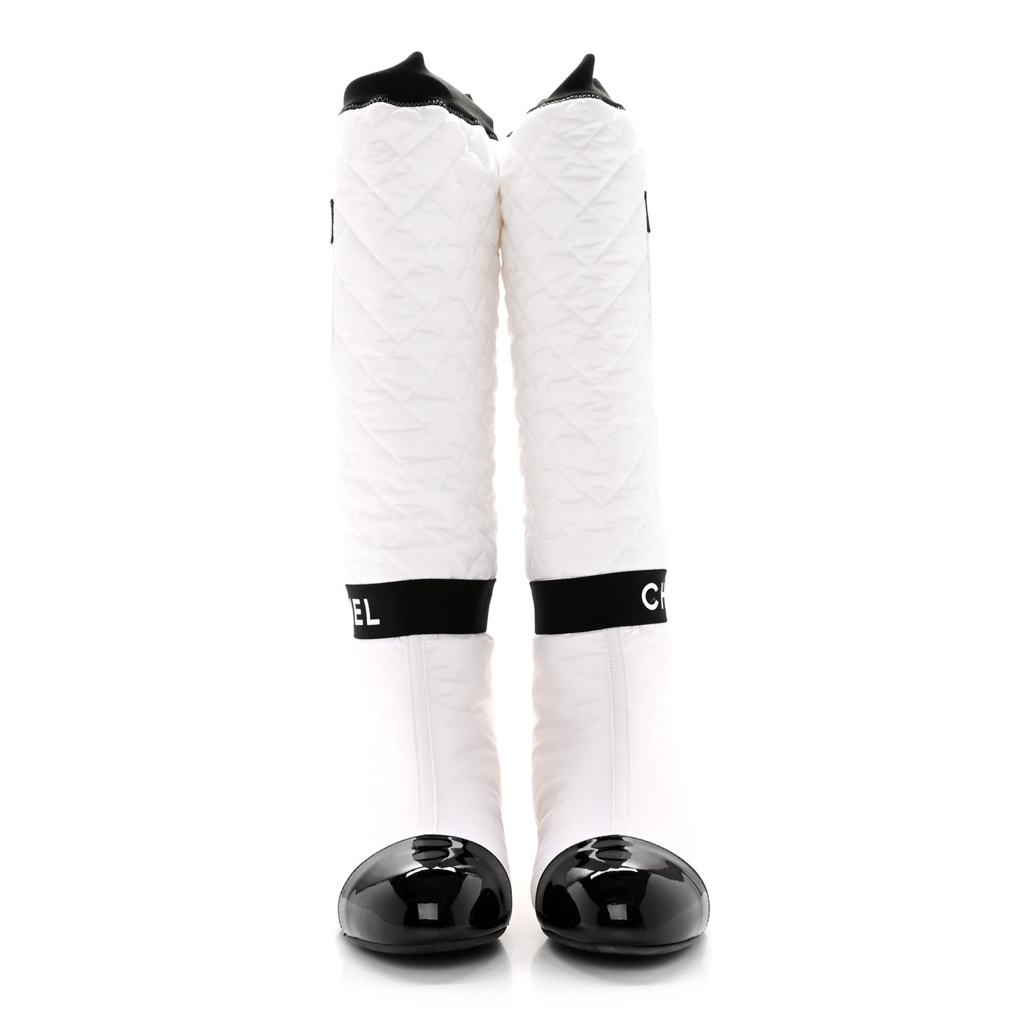 Mixed Fibers Lambskin Patent Calfskin Convertible High Boots 38 White
