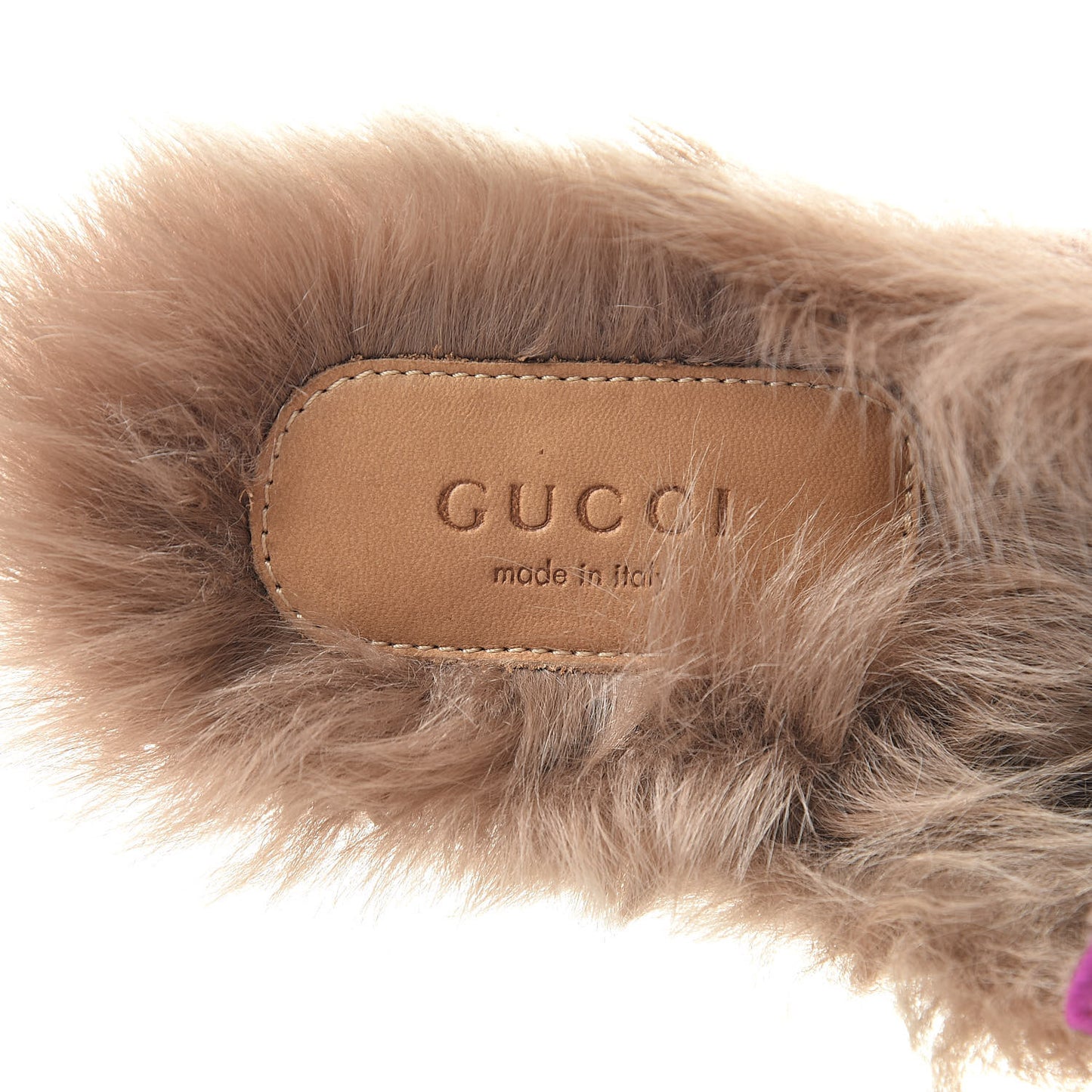 Velvet Fur Womens Princetown Slippers 35.5 Fucsia Violet Cyclamen Natural