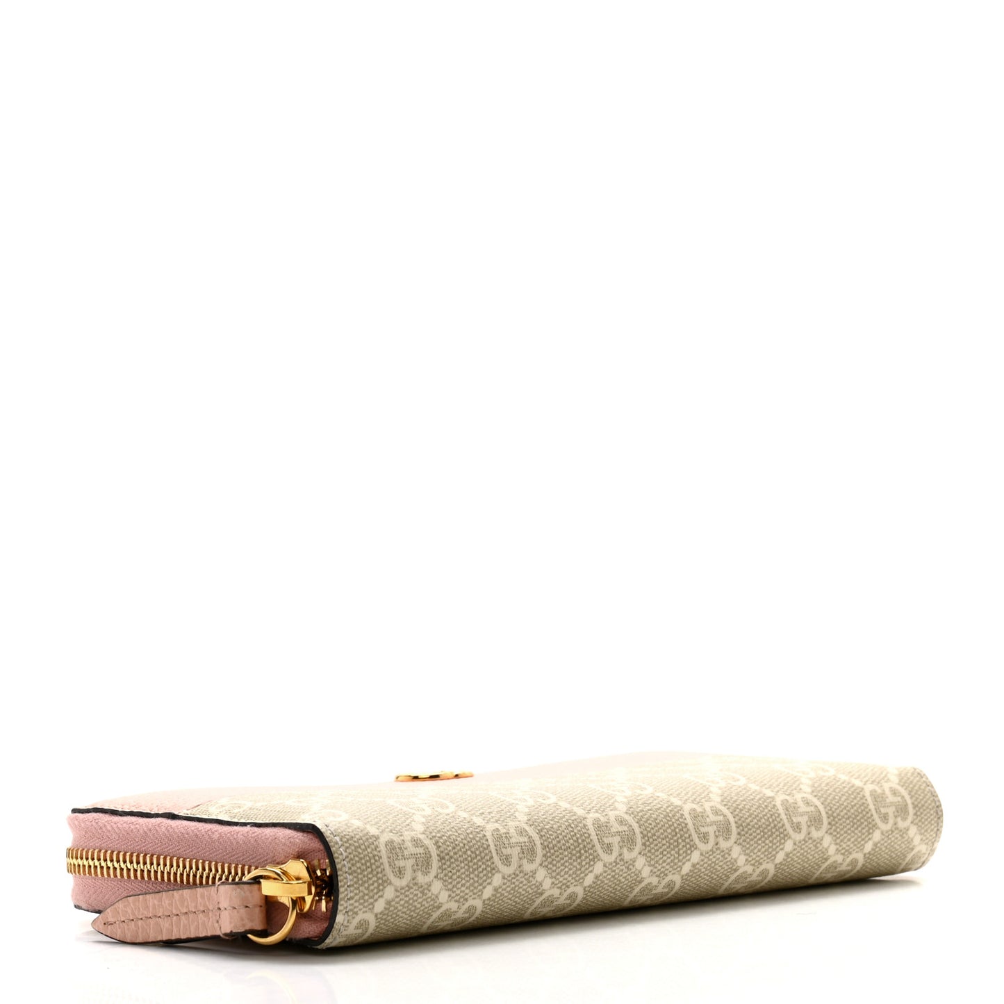 Dollar Calfskin GG Supreme Monogram GG Marmont Zip Around Wallet Light Pink Beige White