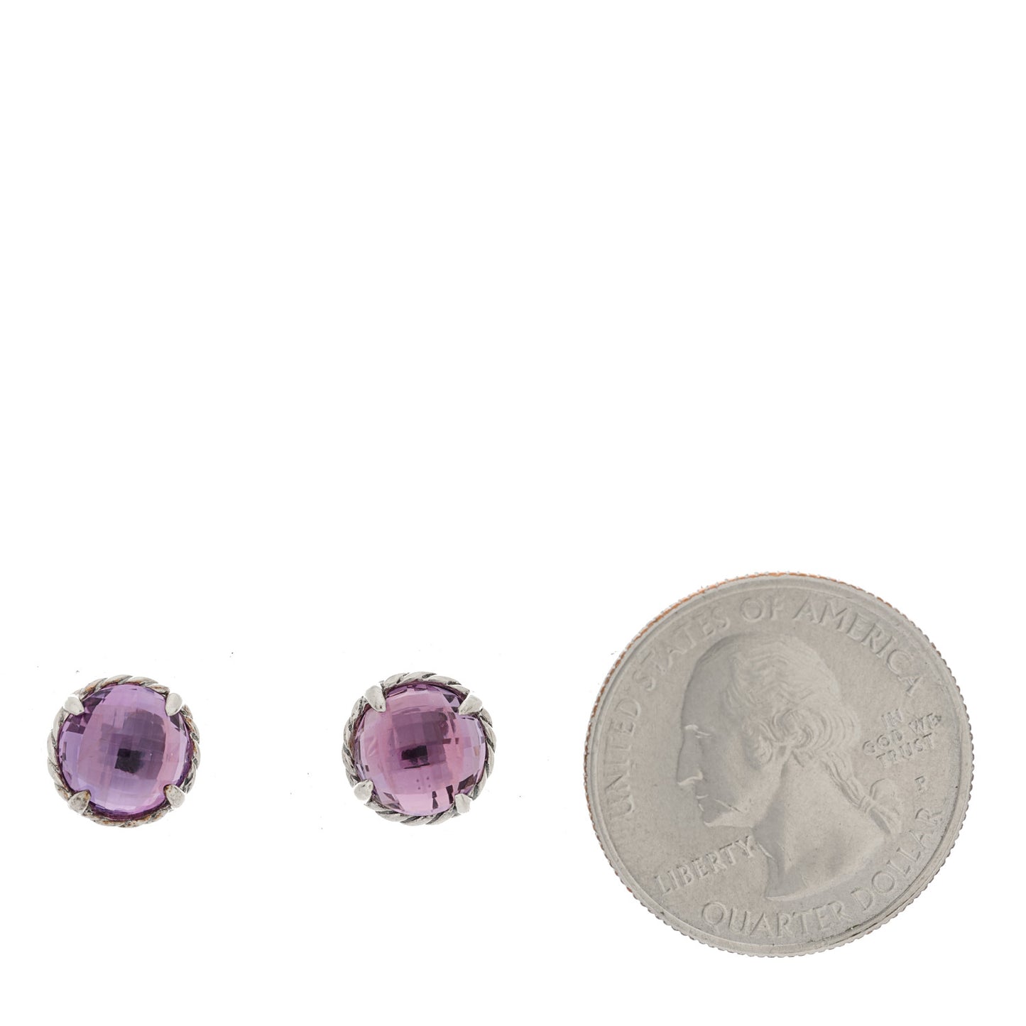 Sterling Silver Amethyst 8mm Chatelaine Earrings