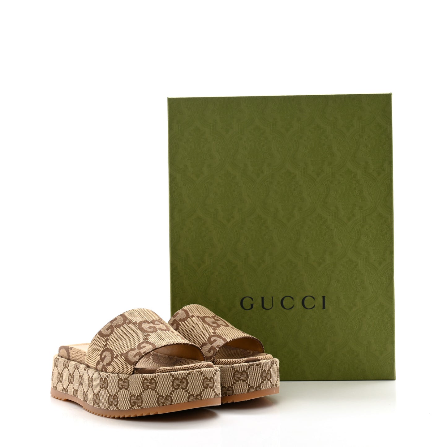 Monogram Jumbo GG Angelina Platform 55mm Slide Sandals 37 Beige
