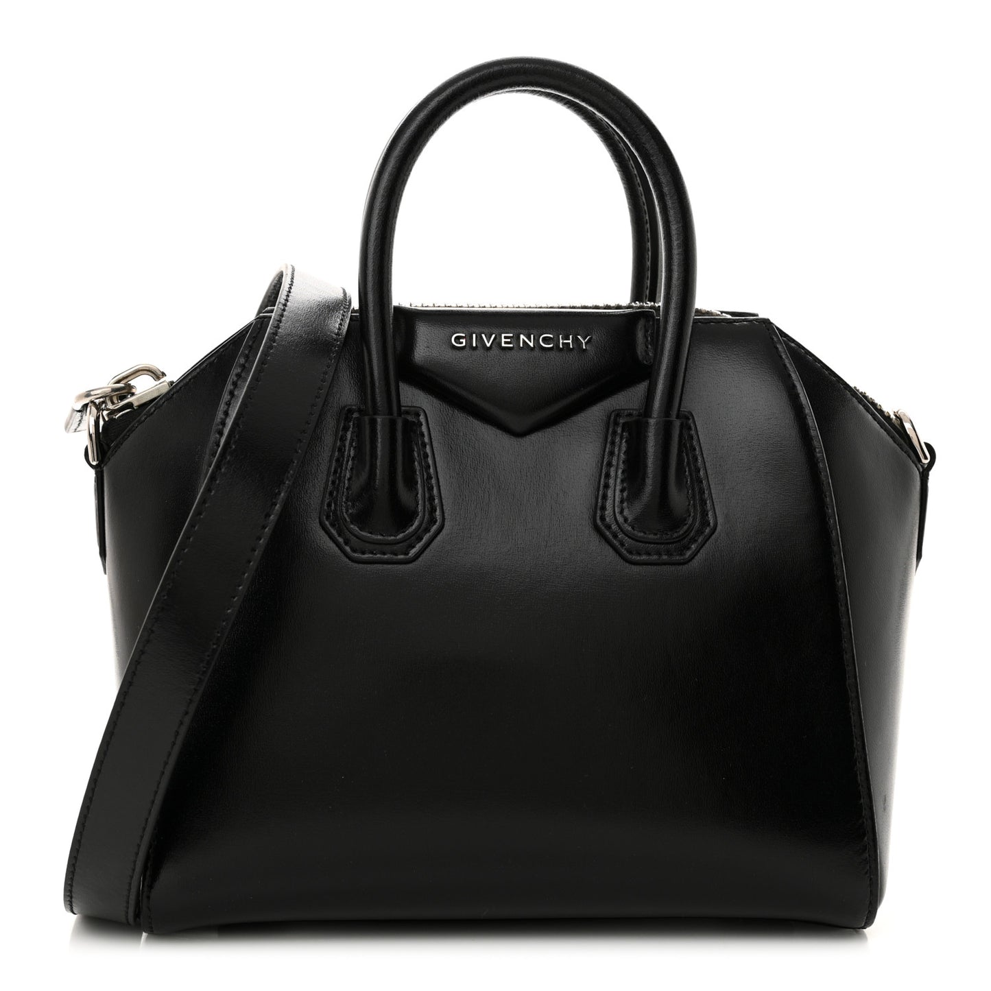 Shiny Lord Calfskin Mini Antigona Black