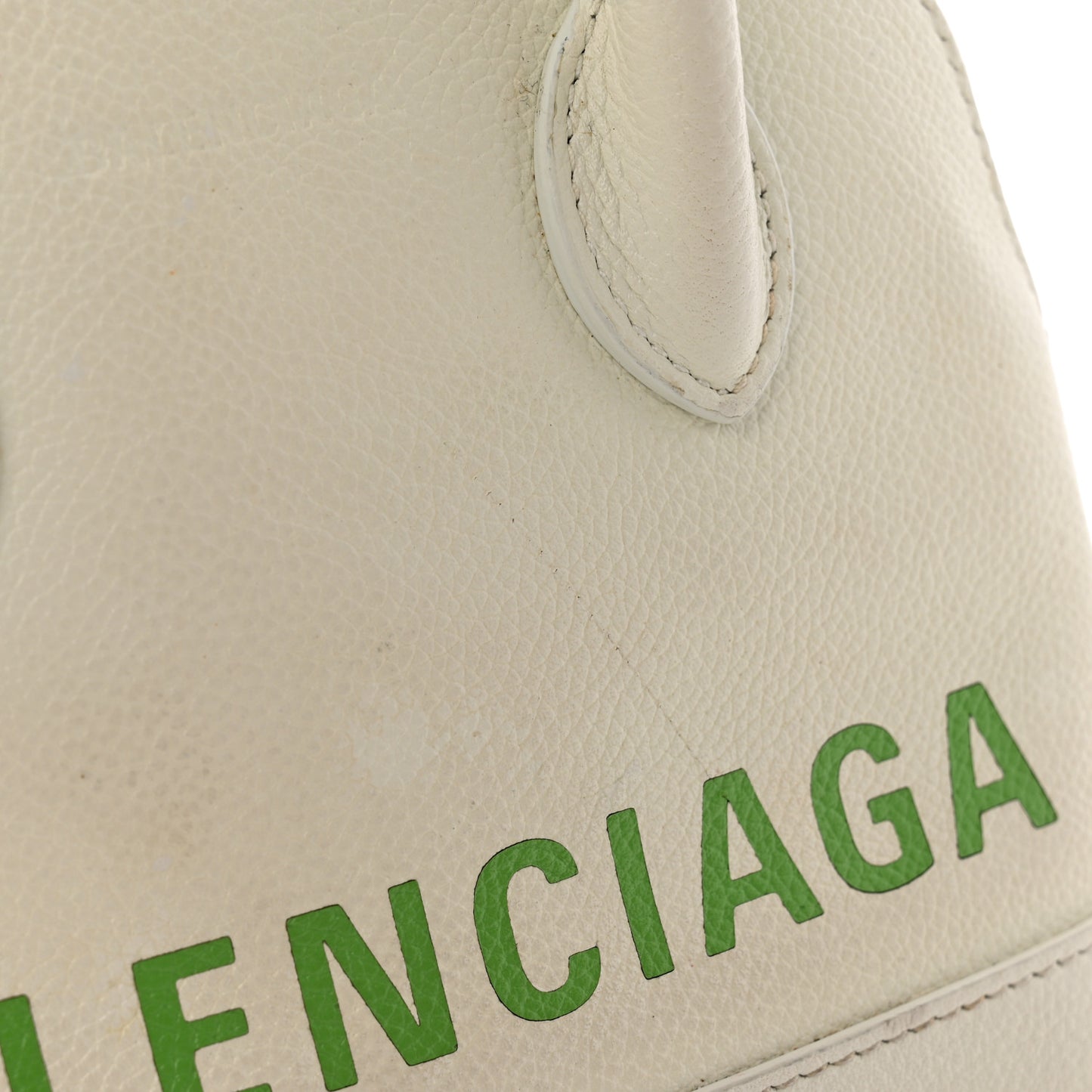 Grained Calfskin Logo XXS Ville Top Handle Bag White Light Green