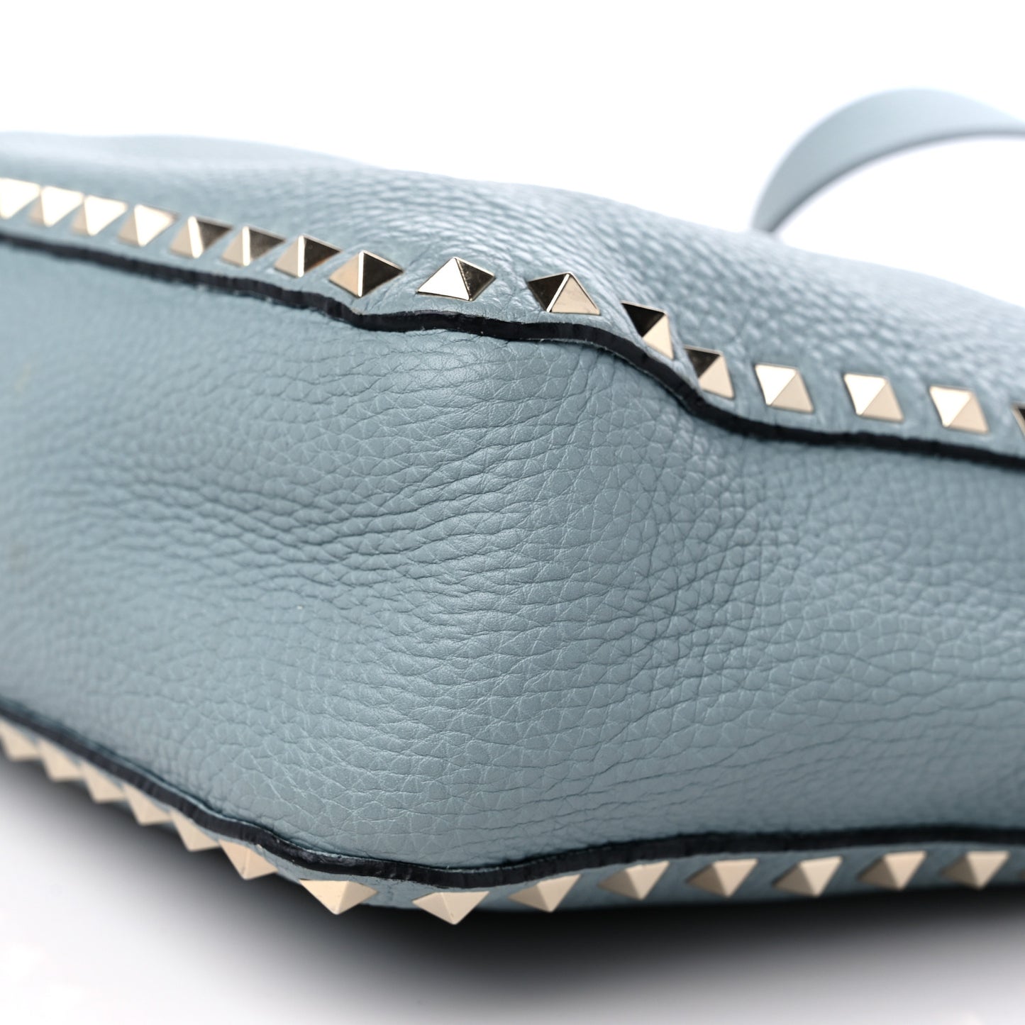 Pebbled Calfskin Small Rockstud Flip-Lock Messenger Bag Light Blue