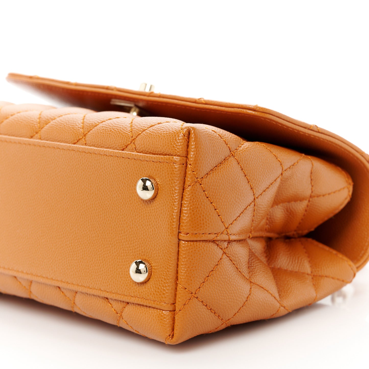 Caviar Quilted Mini Coco Handle Flap Light Brown