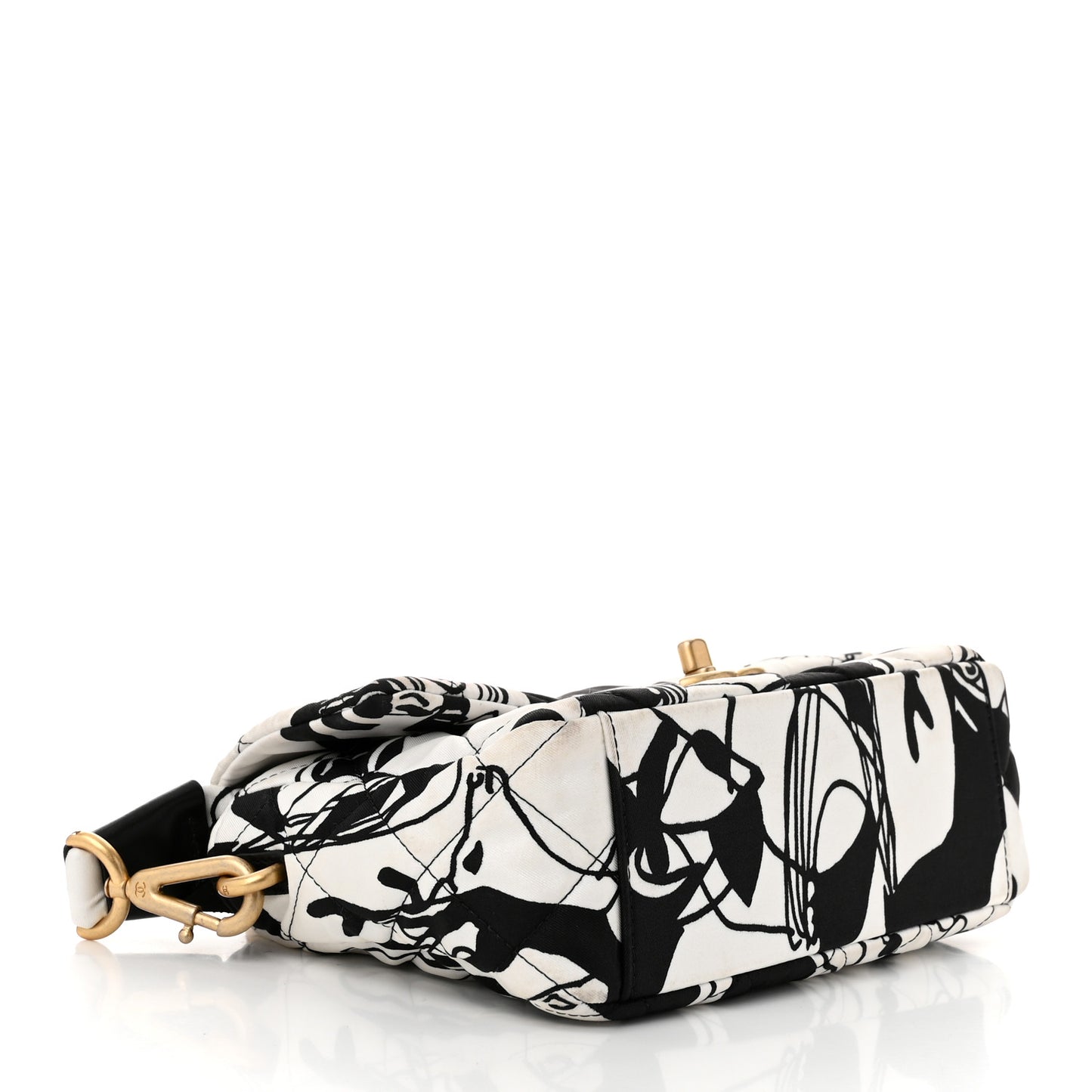 Canvas Printed Deer Coco Mini Single Flap White Black