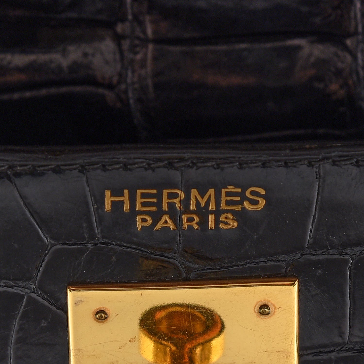 Hermes Shiny Porosus Crocodile Kelly Sellier 32 Black 5 of 12