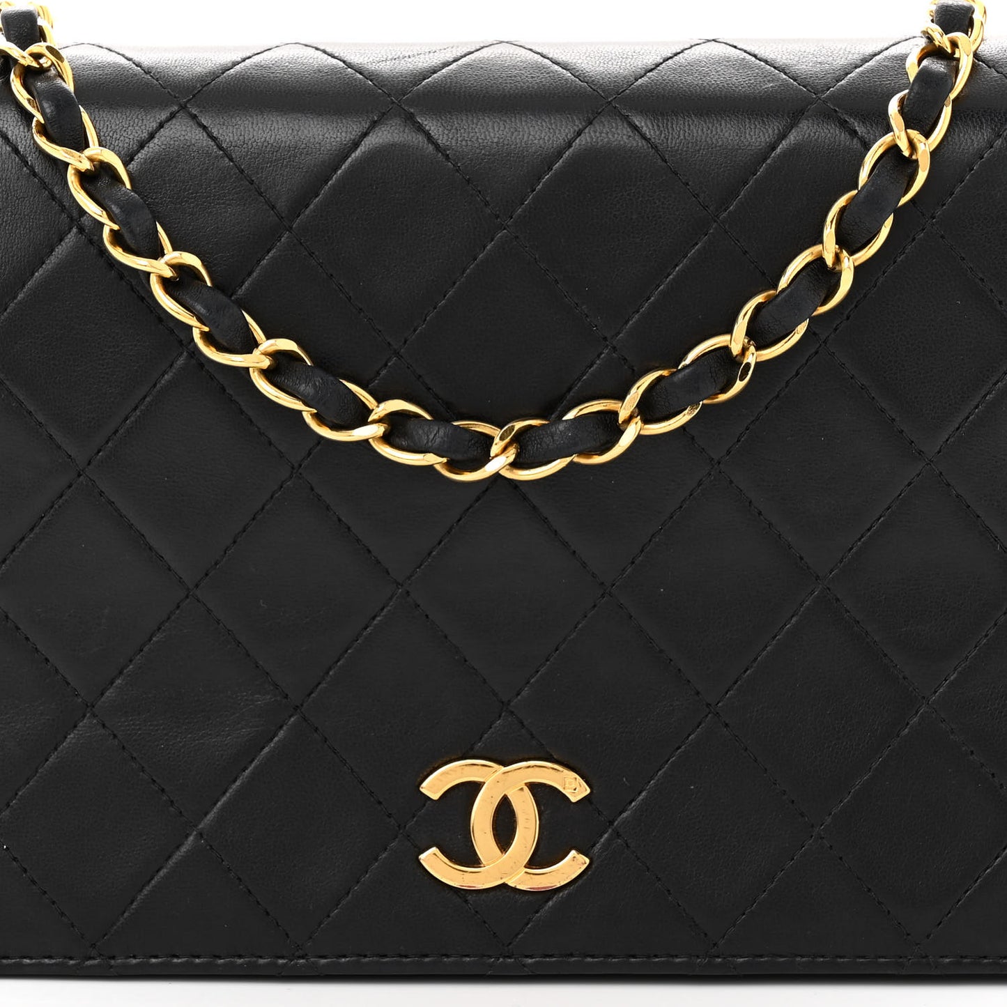 Lambskin Quilted Small Single Flap Bag Black