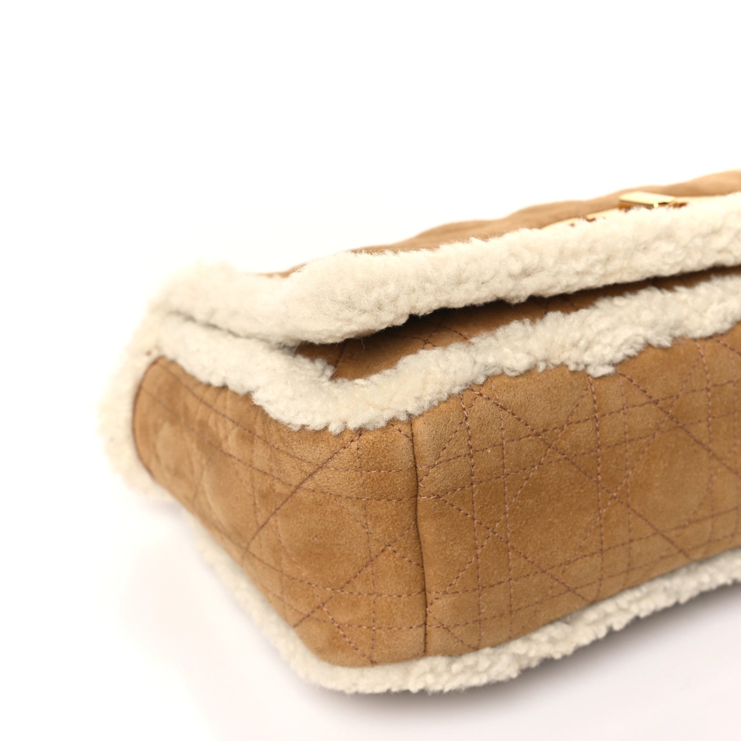 Christian Dior Shearling Cannage Large Caro Bag Camel 7 of 8