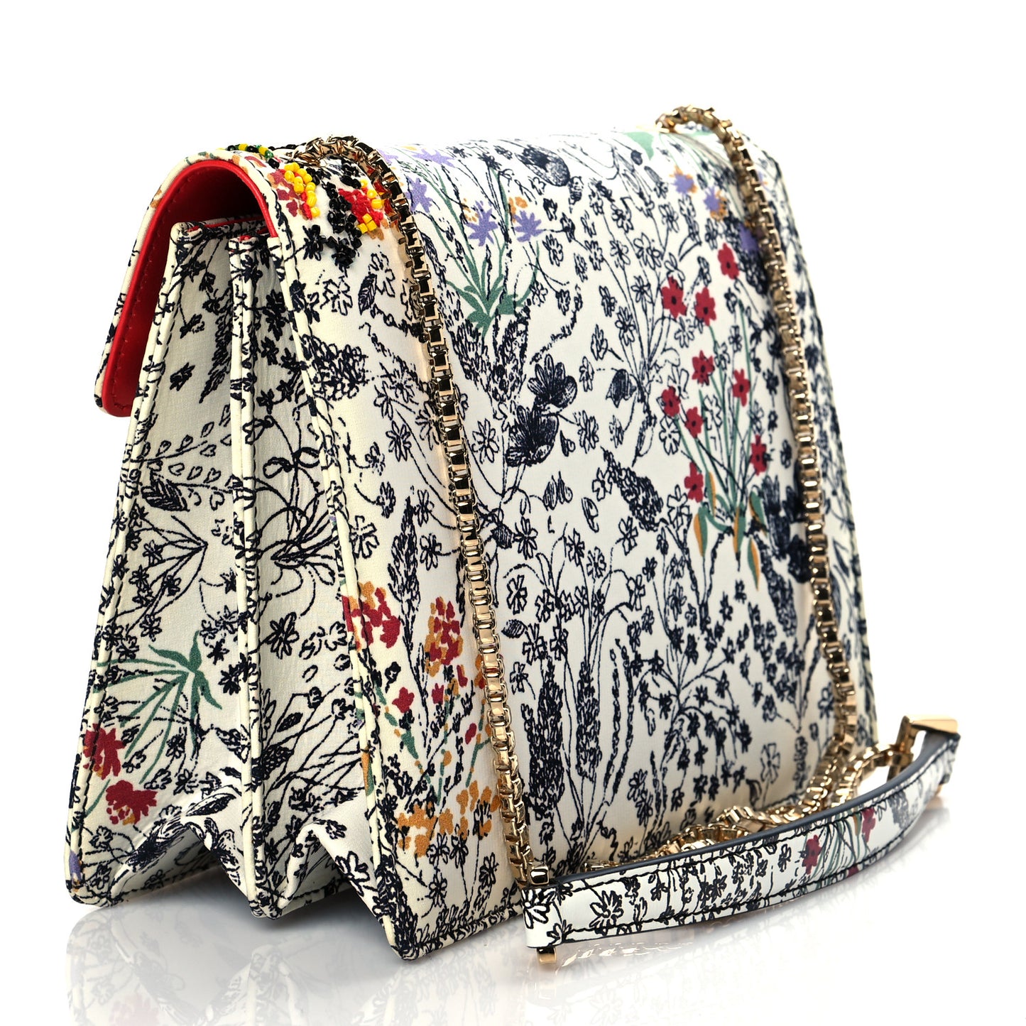 Satin Beaded Thalia Crossbody Bag White Multicolor