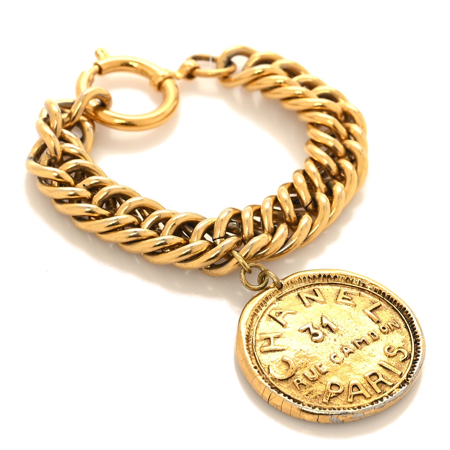 Chanel 31 Rue Cambon Paris Medallion Chain Bracelet Gold 1 of 4