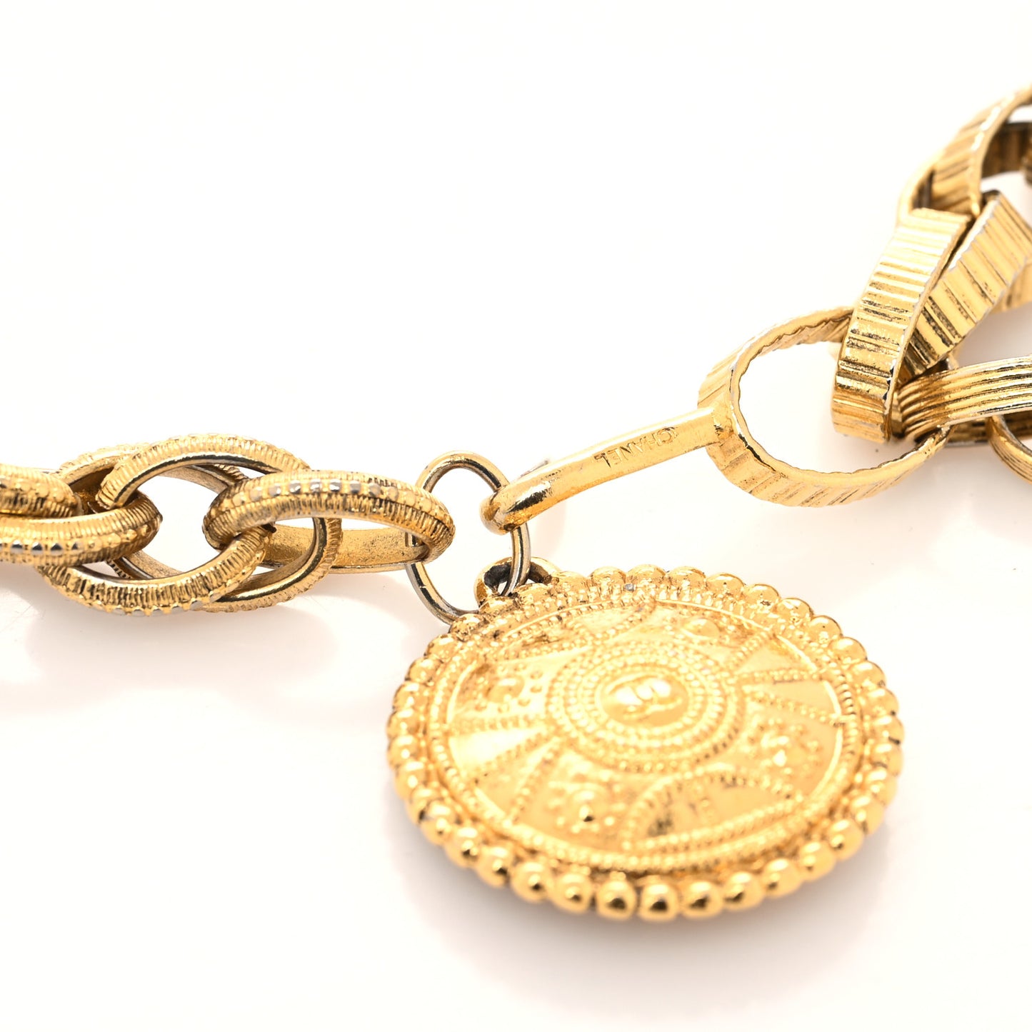 Metal Chain CC Medallion Belt Gold