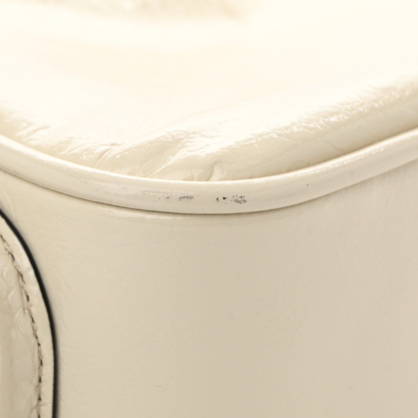 Patent Calfskin Soft Box 23 Shoulder Bag Ivory