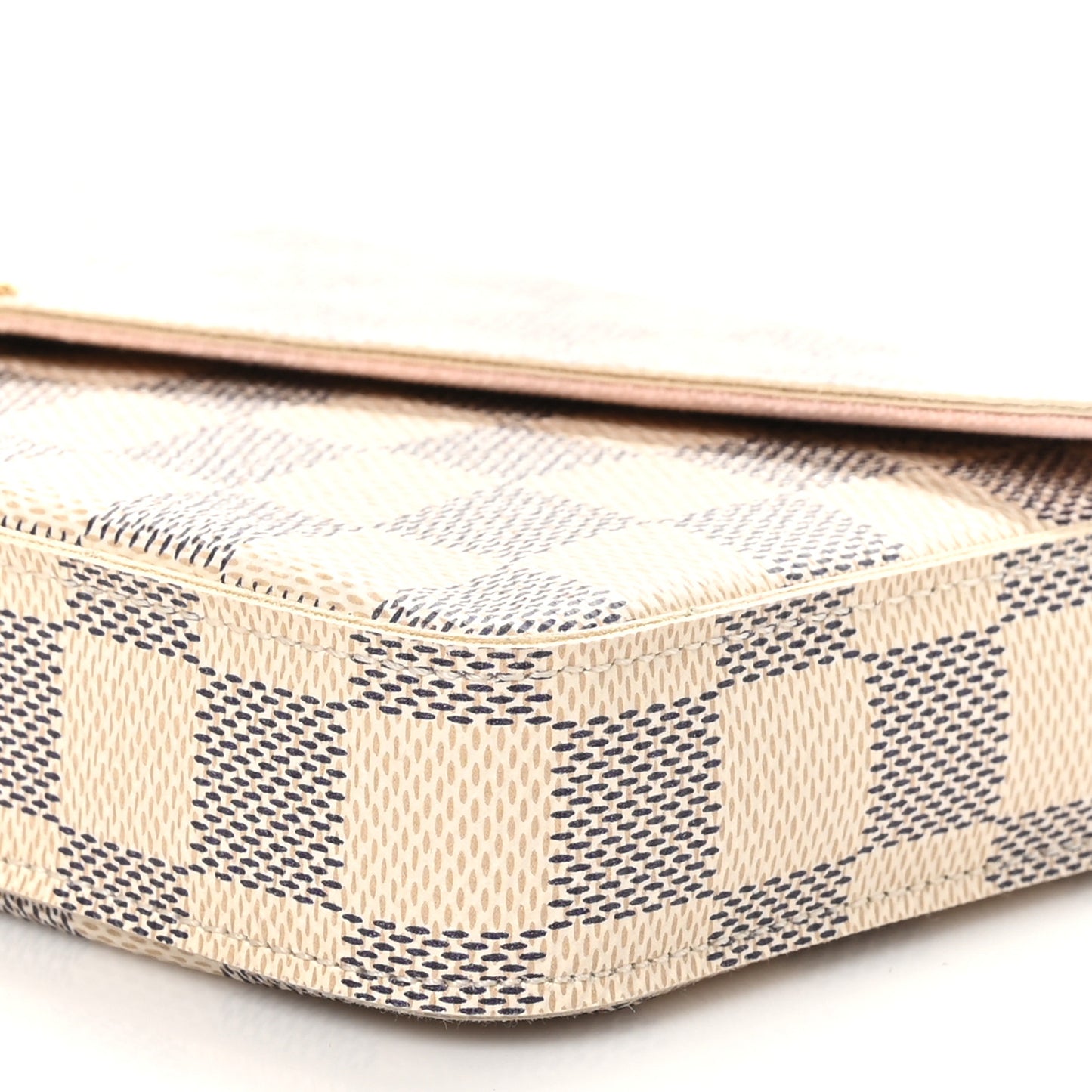 Damier Azur Pochette Felicie Chain Wallet Rose Ballerine