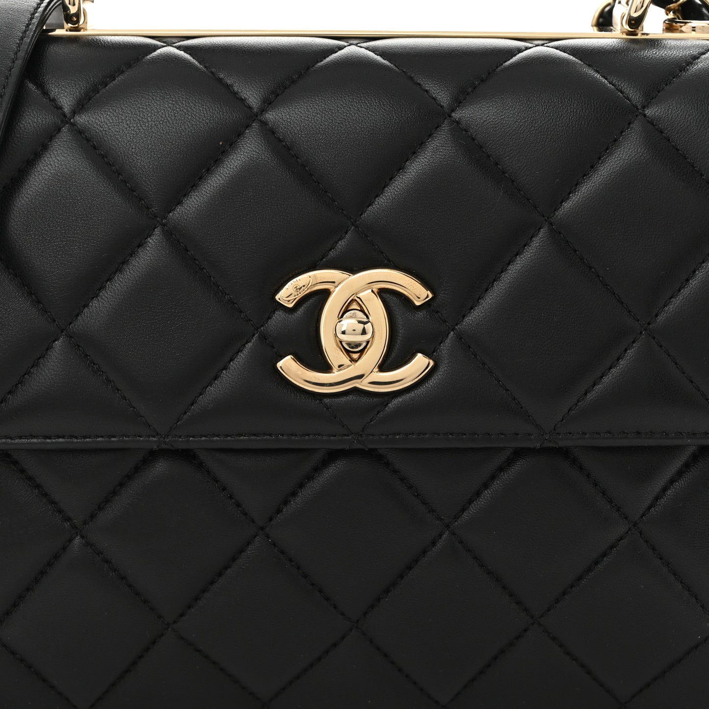 Lambskin Quilted Small Trendy CC Dual Handle Flap Bag Black