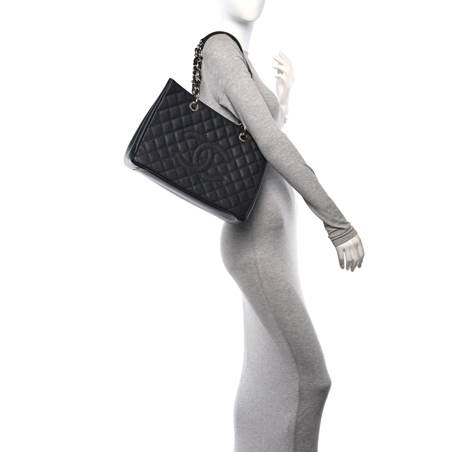 Caviar Quilted Grand Shopping Tote GST Black