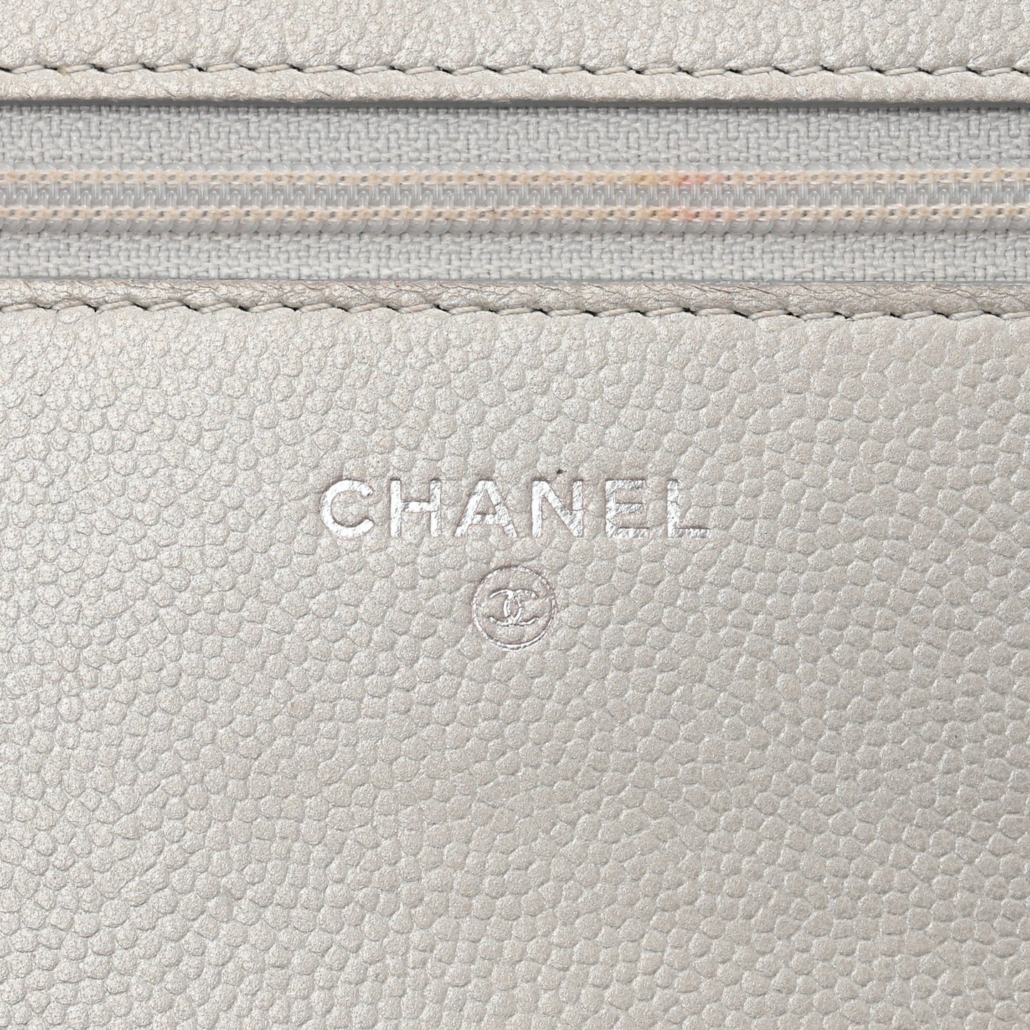 Metallic Caviar Quilted Boy Wallet On Chain WOC Silver