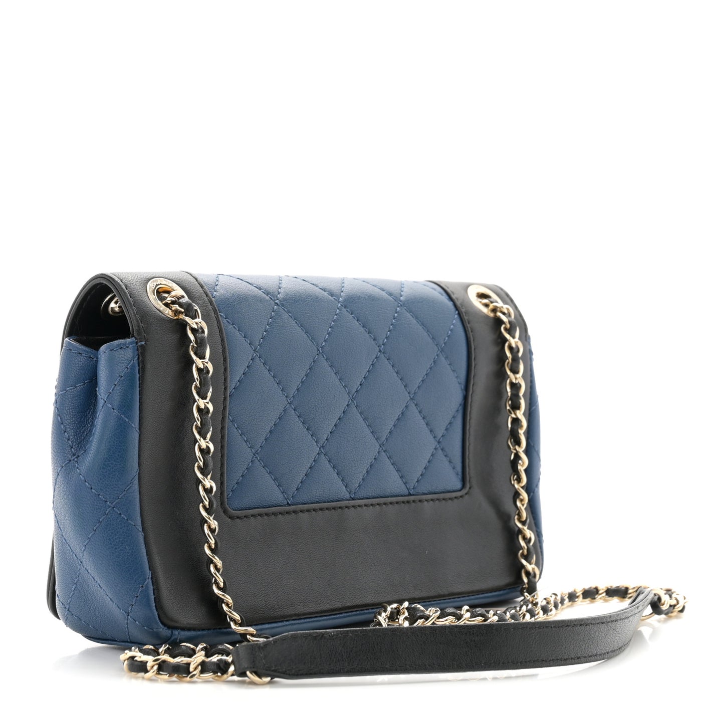 Sheepskin Quilted Medium Vintage Mademoiselle Flap Blue Black