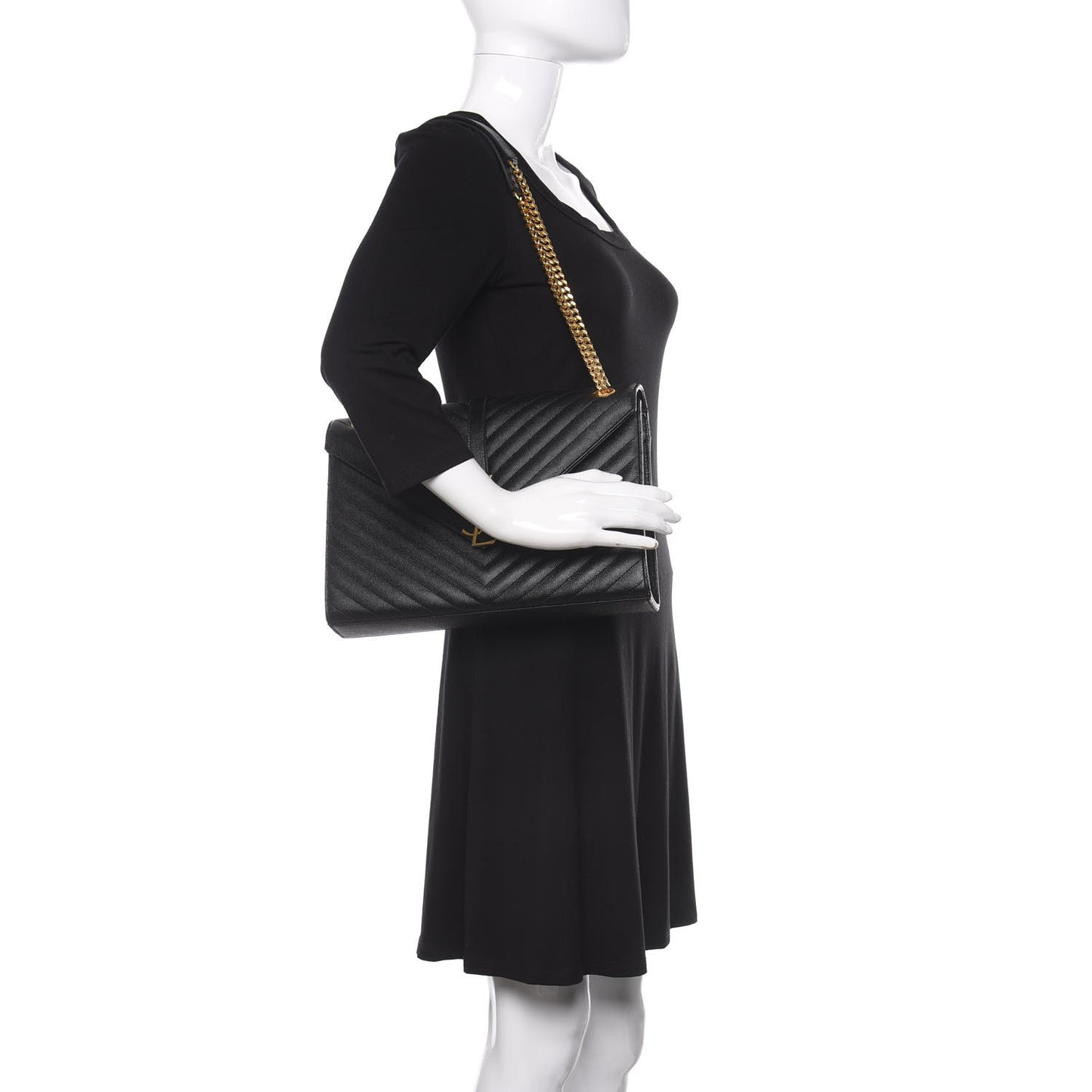 Grain De Poudre Matelasse Chevron Large Monogram Satchel Black