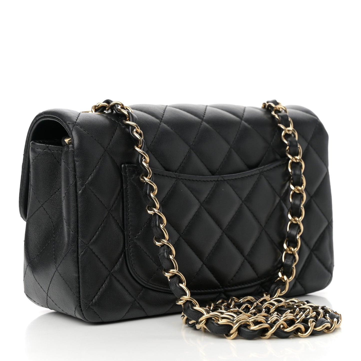Lambskin Quilted Mini Rectangular Flap Black
