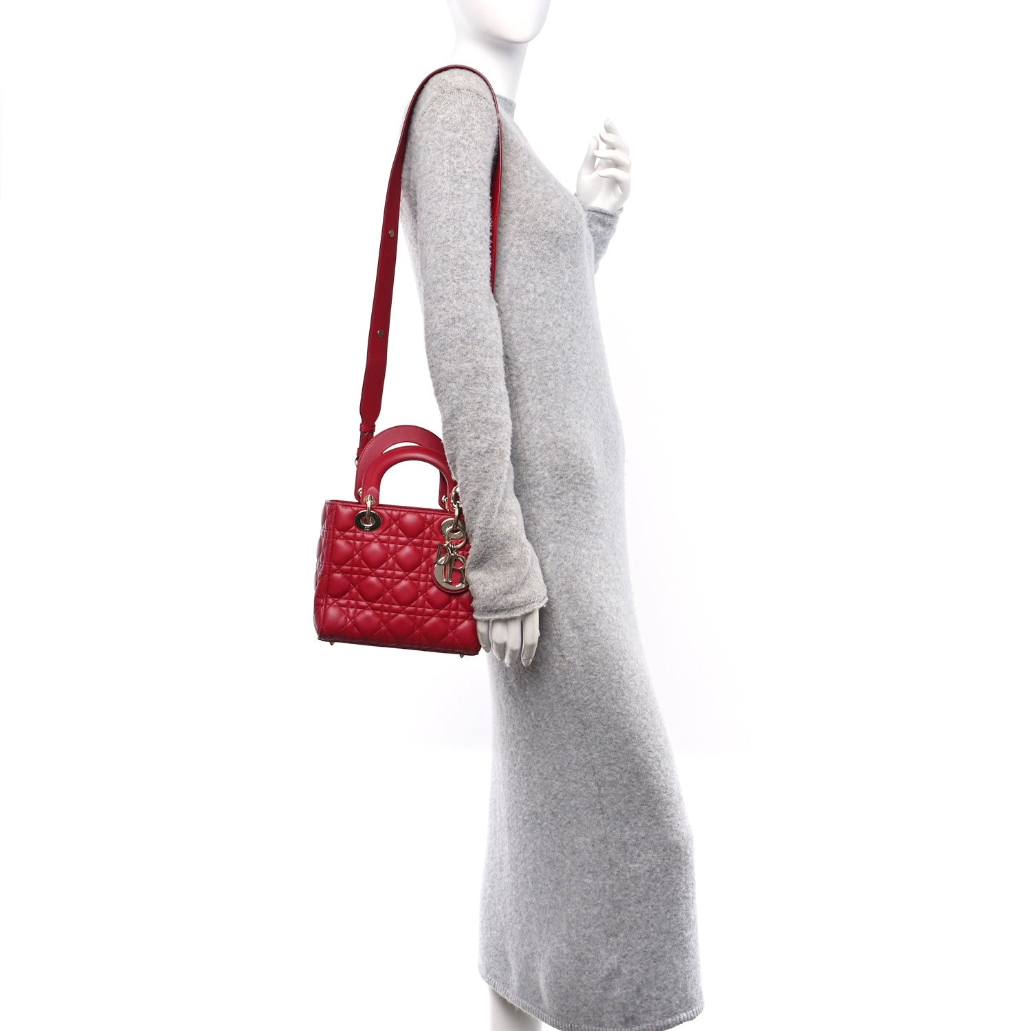 Christian Dior Lambskin Cannage Small My ABCDior Lady Dior Red 2 of 12