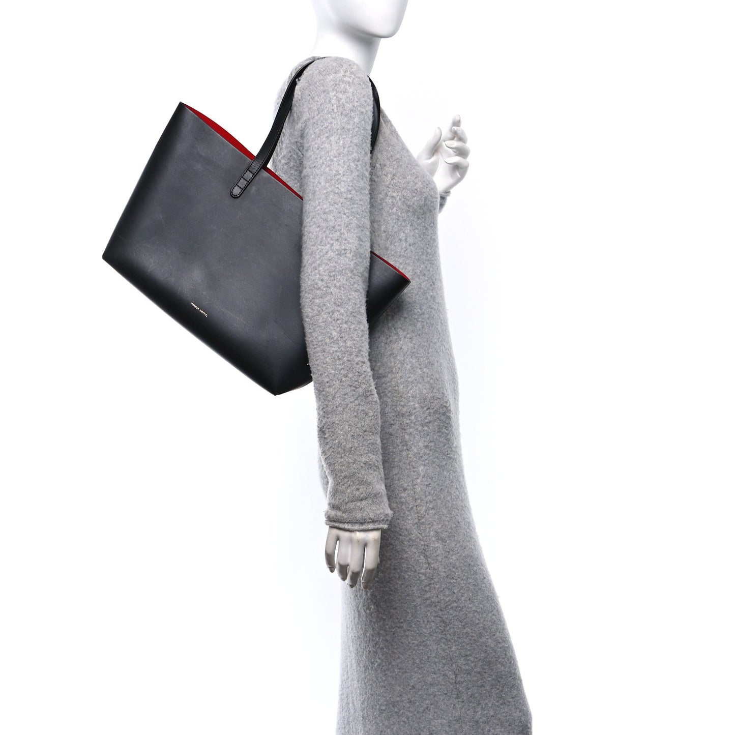 Calfskin Small Shopping Tote Black Flamma