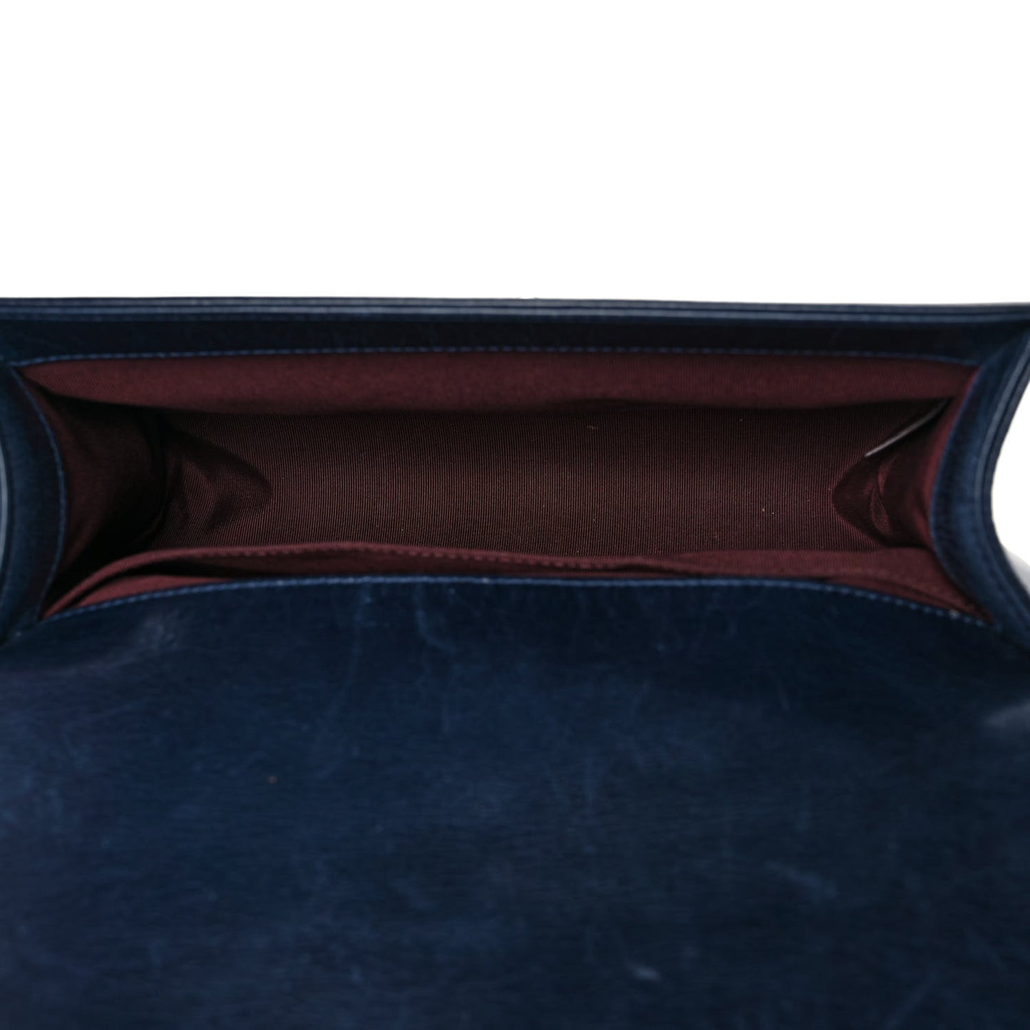 Glazed Calfskin Quilted Medium Boy Chained Flap Blue