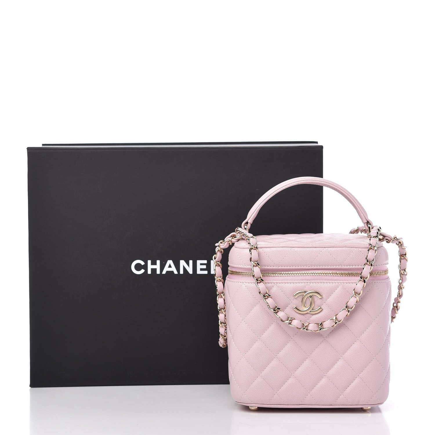 Chanel Caviar Quilted Small Top Handle Vanity Case With Chain Light Pink 11 of 11