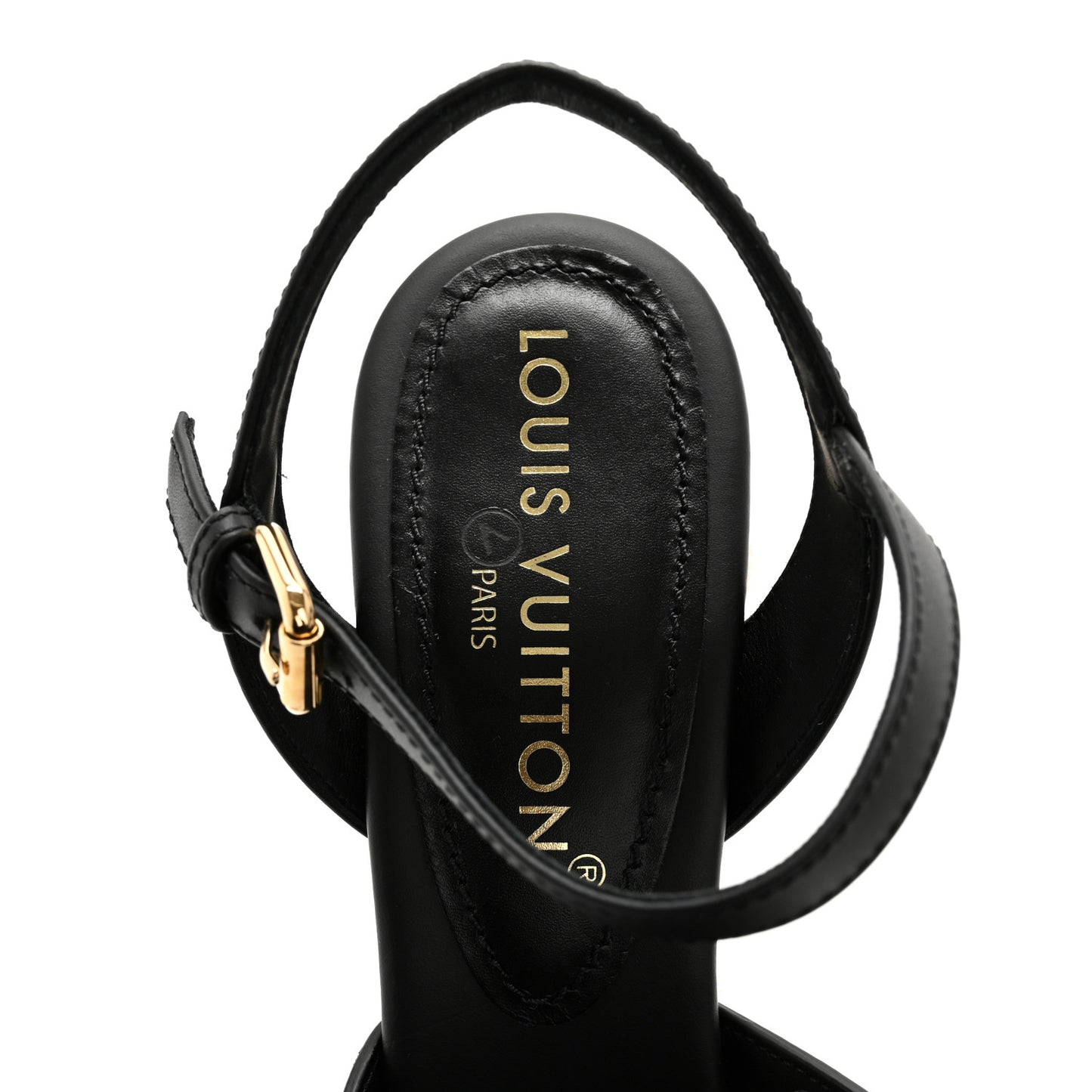 Calfskin LV Isola Espadrille Wedge Sandals 39 Black