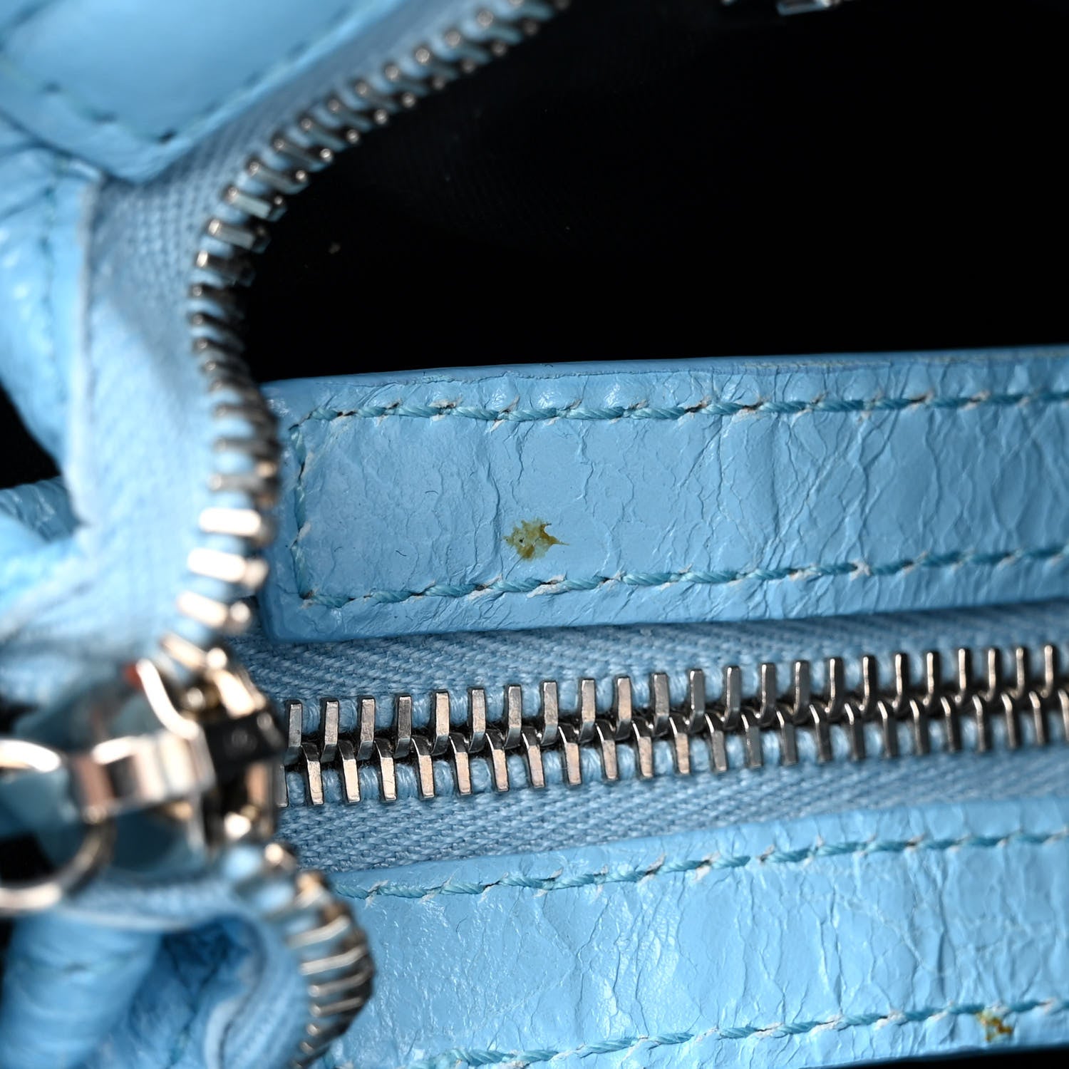 Balenciaga Agneau Classic Silver Hardware Mini City Logo Strap Baby Blue Black 11 of 14