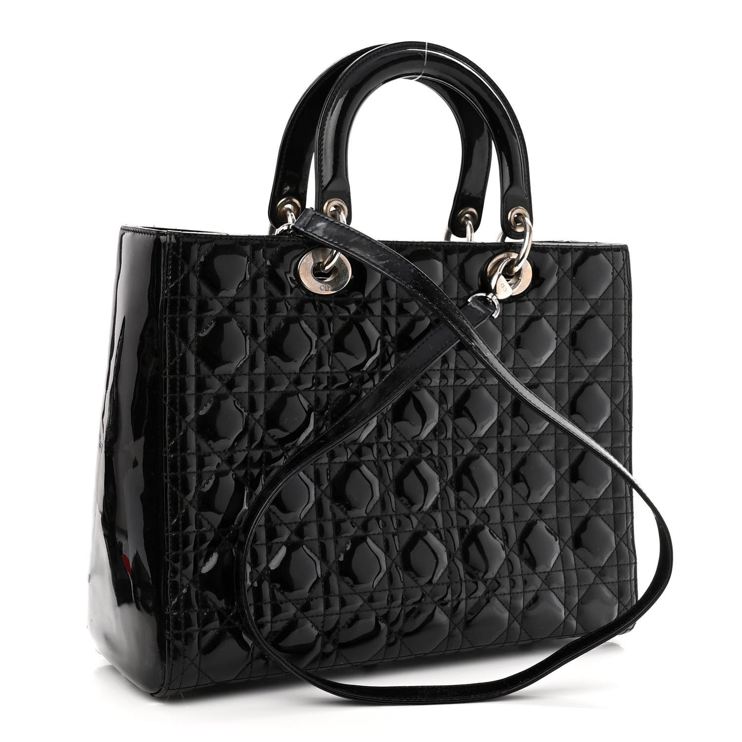 Patent Cannage Large Lady Dior Black