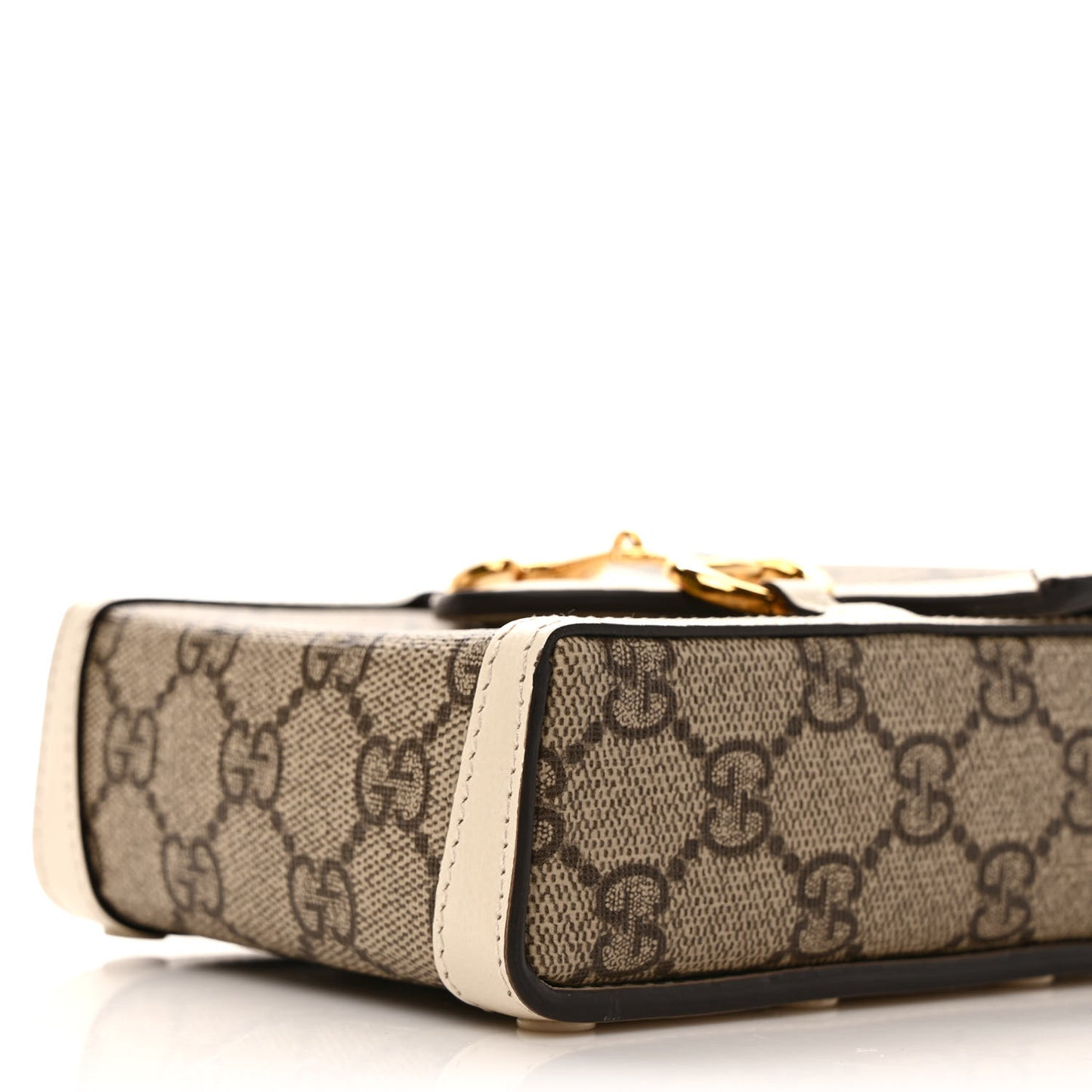 GG Supreme Monogram Azalea Calfskin Mini Horsebit 1955 Crossbody Bag Beige Ebony Mystic White