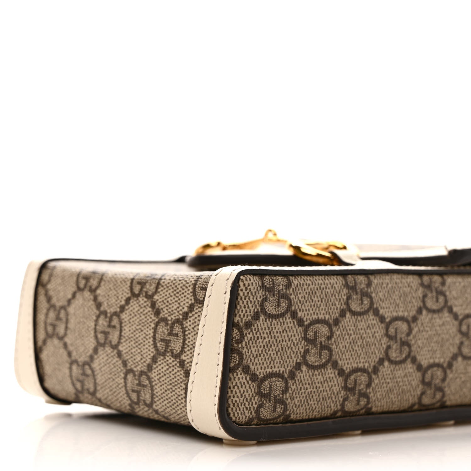 Gucci GG Supreme Monogram Azalea Calfskin Mini Horsebit 1955 Crossbody Bag Beige Ebony Mystic White 9 of 10