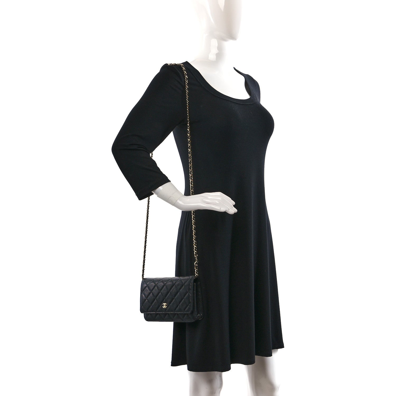 Chanel Caviar Quilted Wallet on Chain WOC Black 2 of 9
