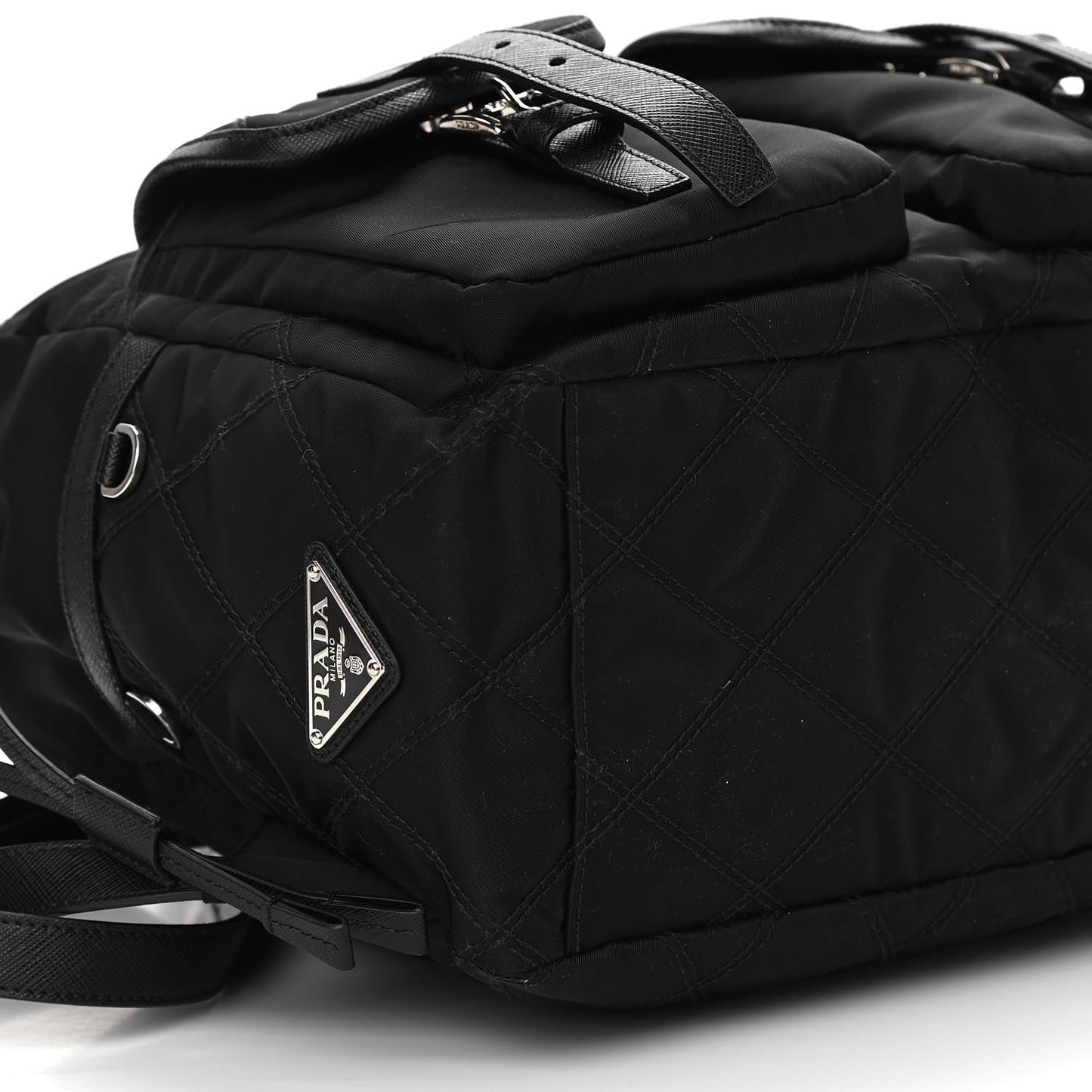 Tessuto Nylon Saffiano Vela Quilted Backpack Black