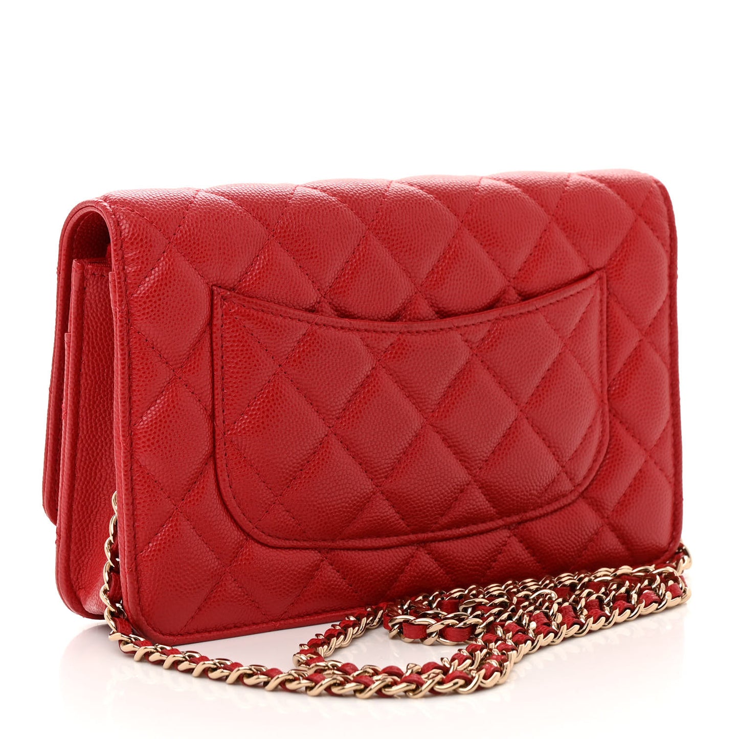 Caviar Quilted Wallet on Chain WOC Dark Red