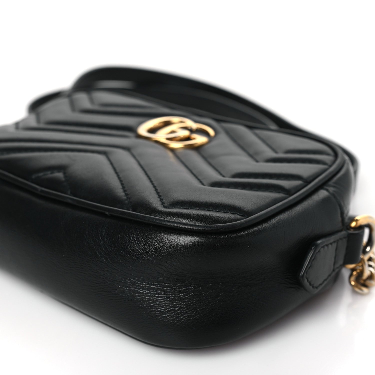 Gucci Calfskin Matelasse Mini GG Marmont Chain Shoulder Bag Black 10 of 10