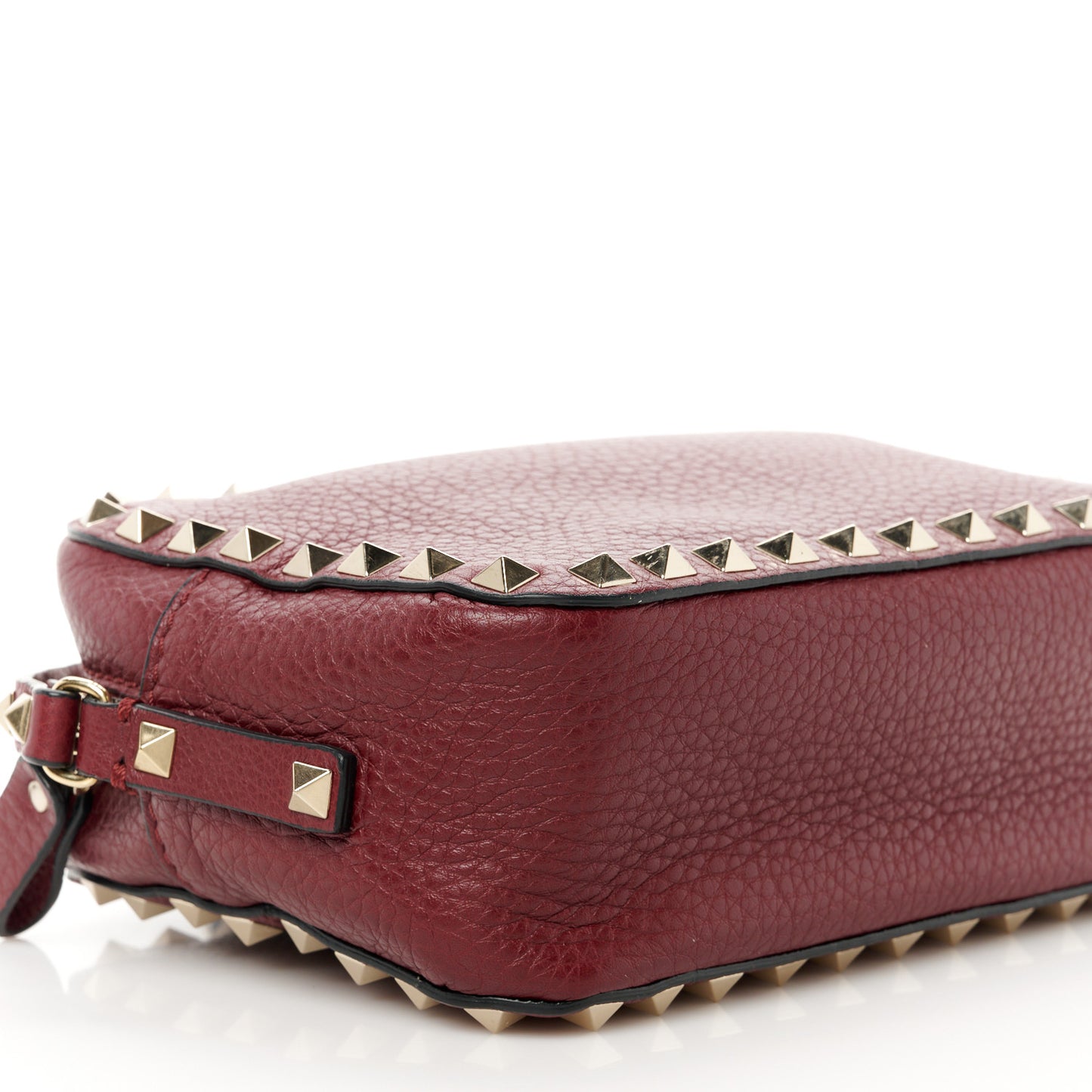 Calfskin Rockstud Camera Crossbody Bag Burgundy