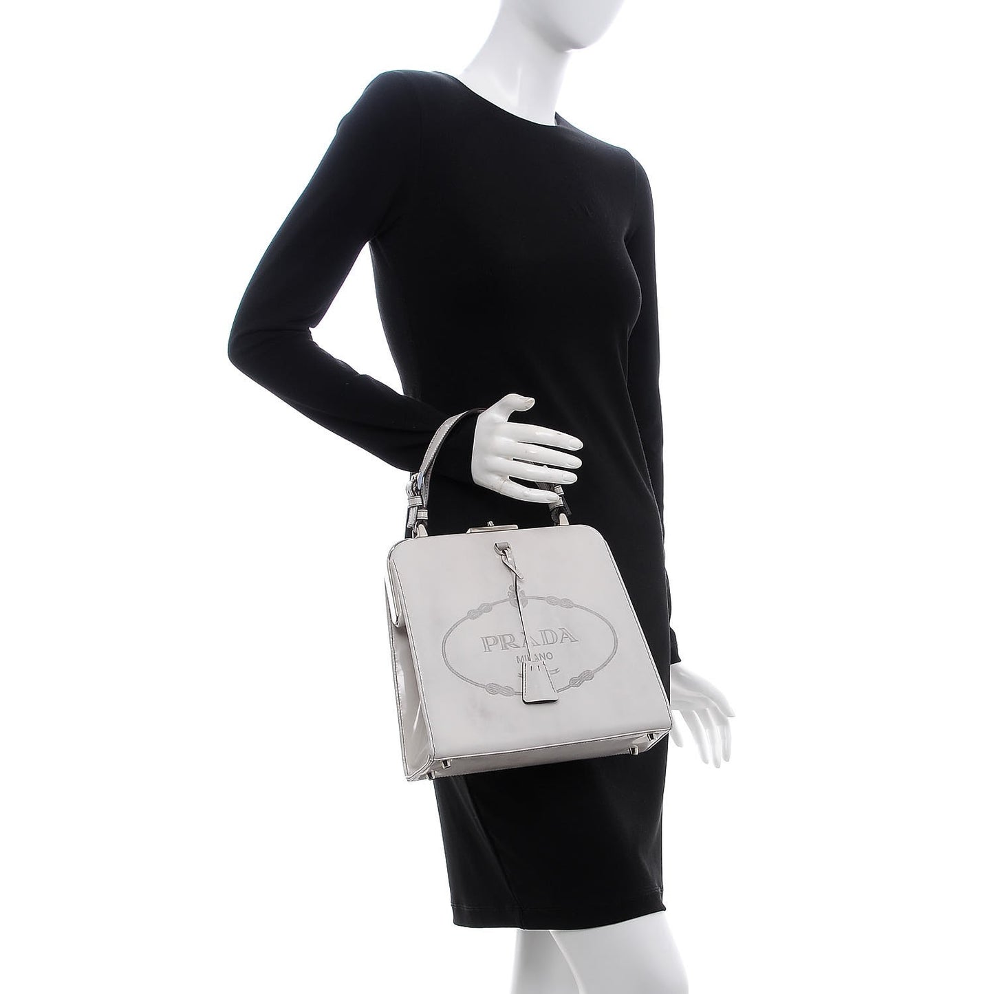 Spazzolato Logo Print Framed Bag Quarzo