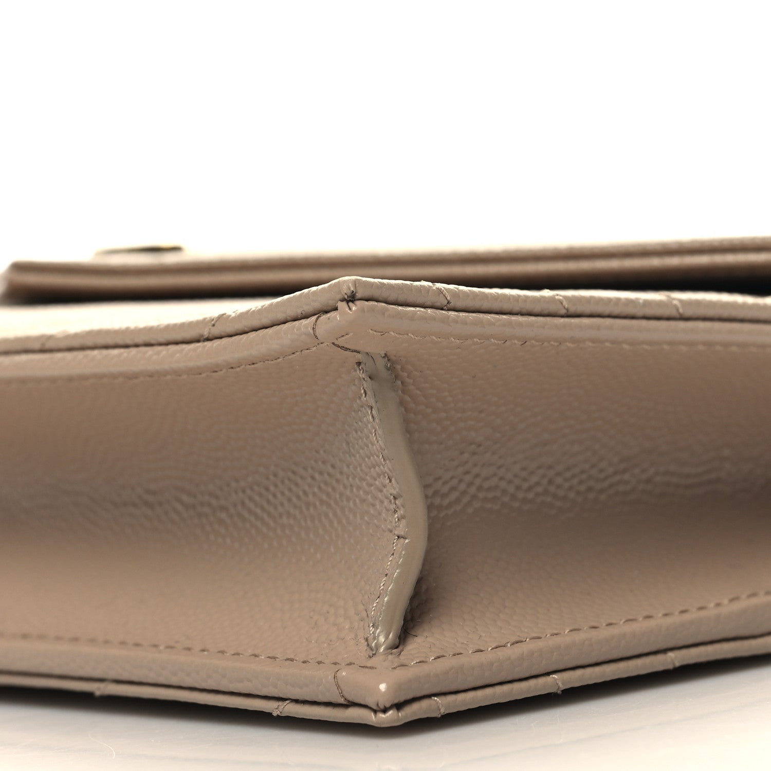 Saint Laurent Grain De Poudre Matelasse Chevron Monogram Envelope Chain Wallet Dark Beige 10 of 11