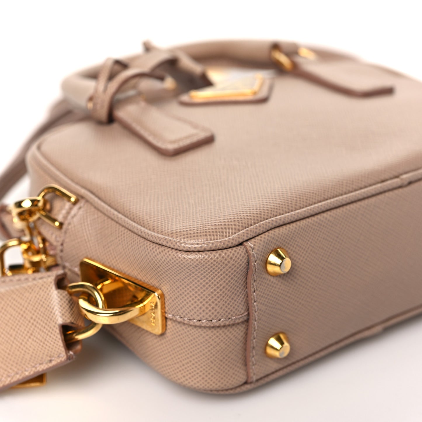 Saffiano Lux Mini Top Handle Crossbody Cammeo
