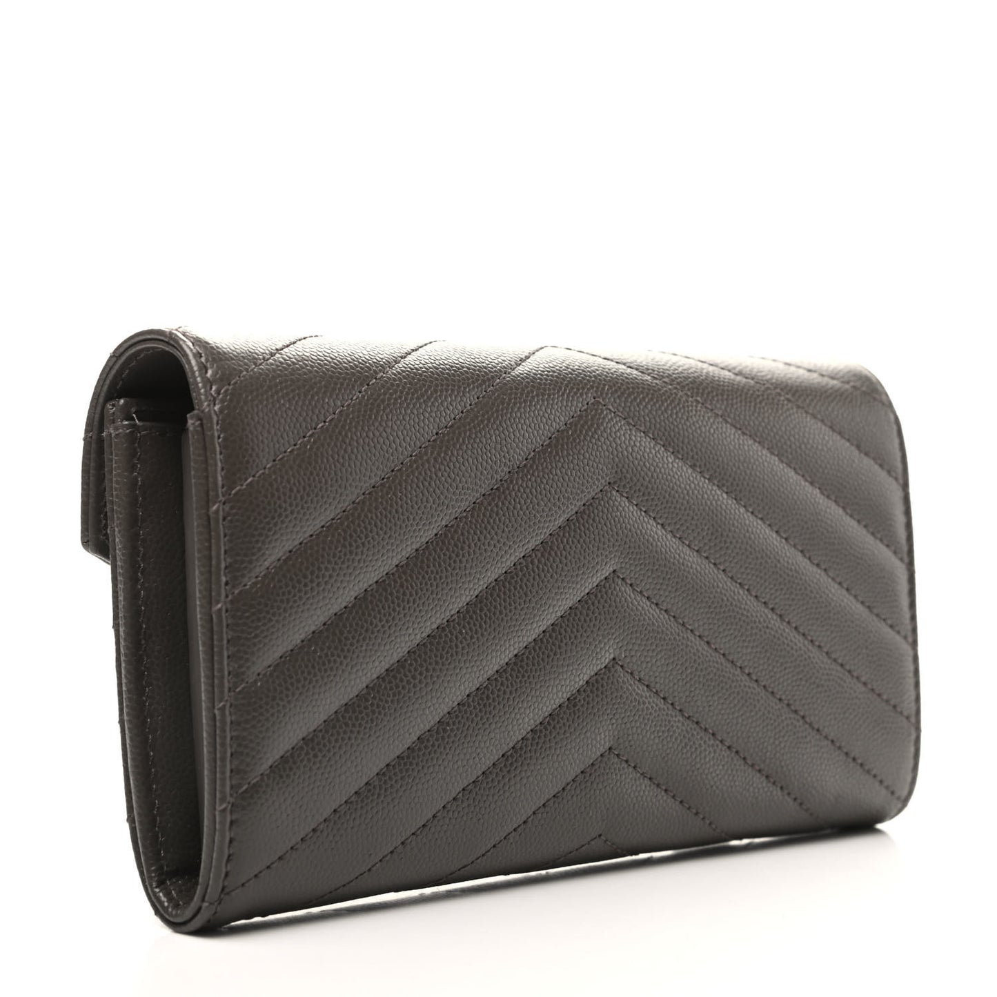Grain De Poudre Matelasse Chevron Monogram Flap Wallet Pebble