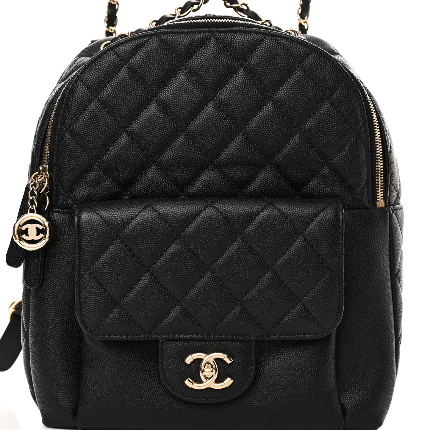 Caviar Quilted Medium Zip Around Backpack Black