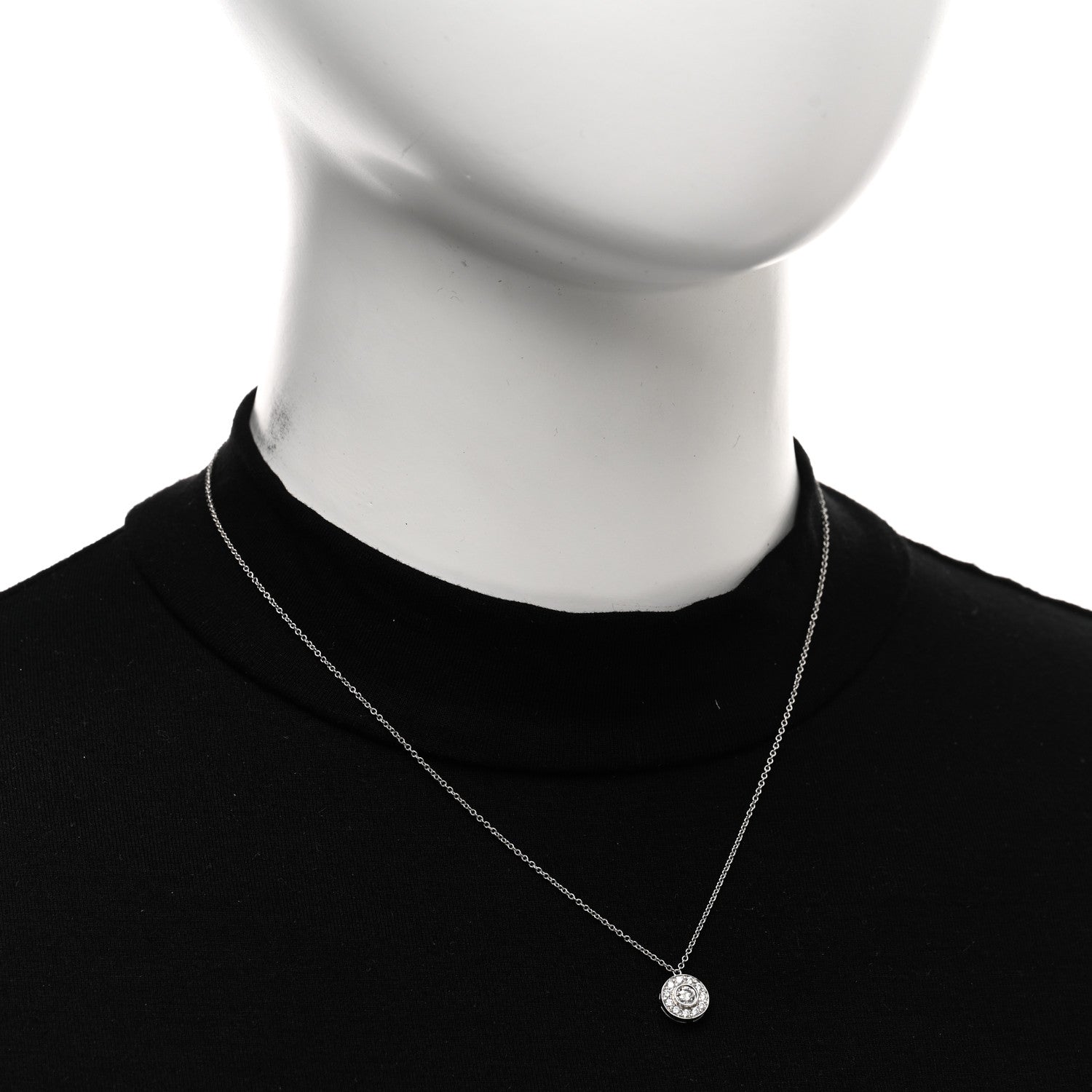 Tiffany Platinum Diamond .32ctw Circlet Pendant Necklace 2 of 5