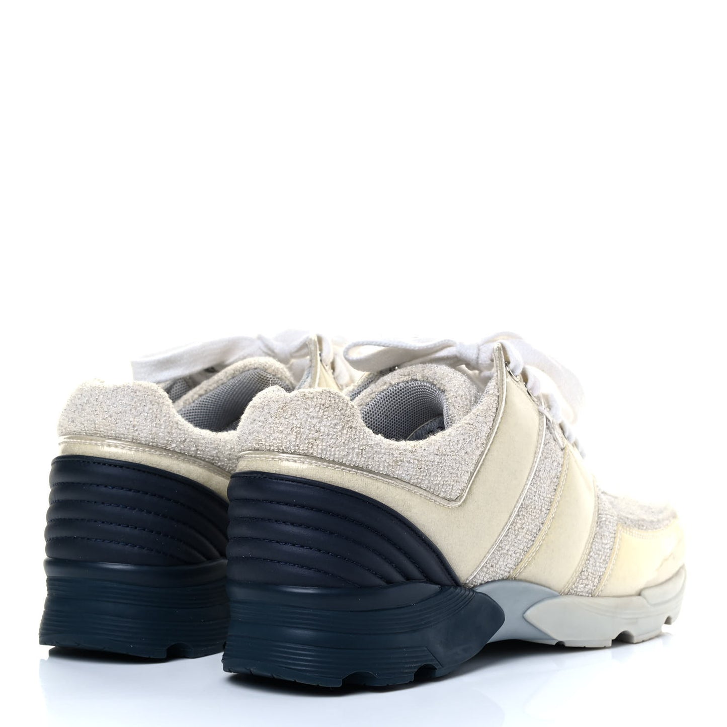 Iridescent Terry Cloth PVC Calfskin Sneakers 37.5 Silver