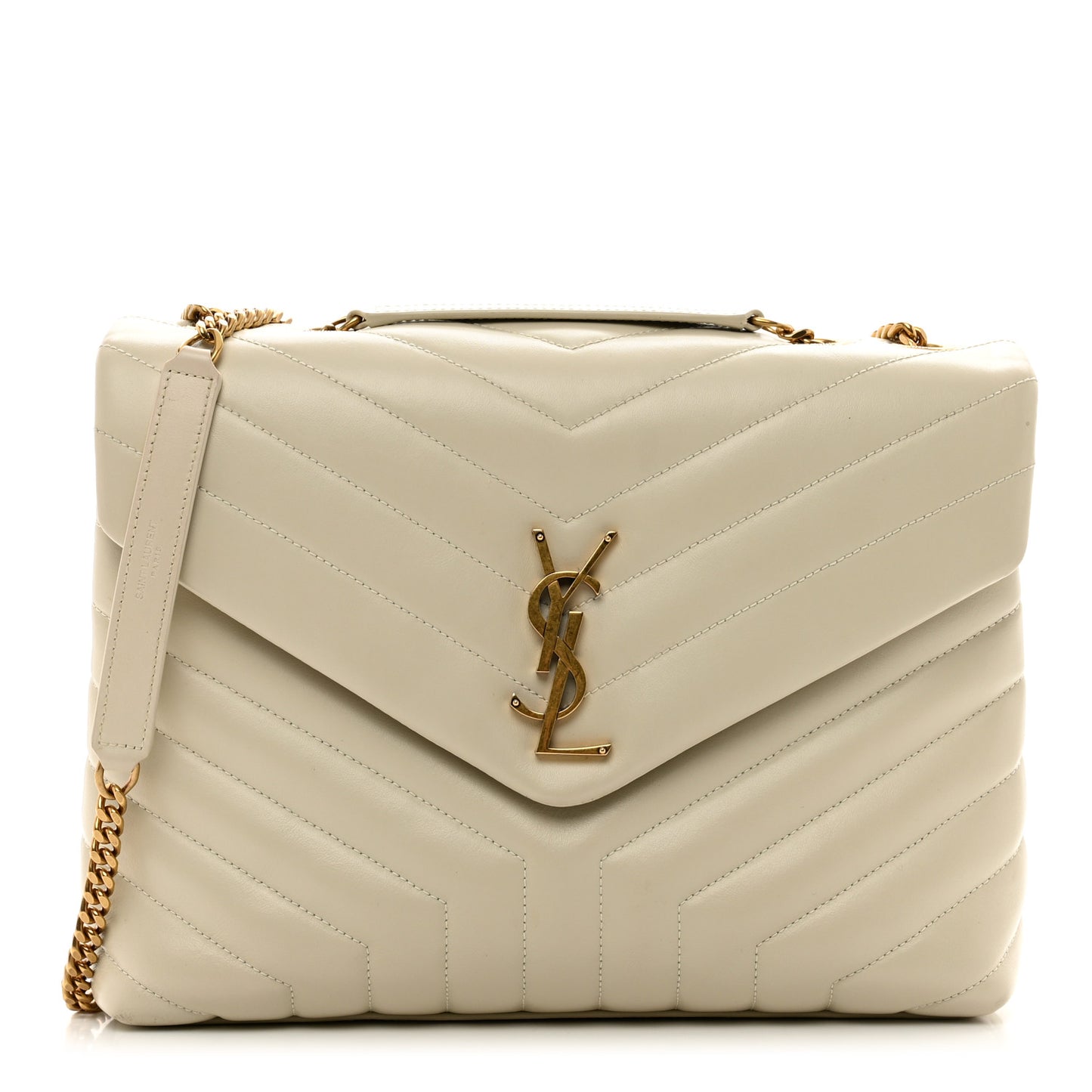Calfskin Y Quilted Monogram Medium Loulou Chain Satchel Crema Soft