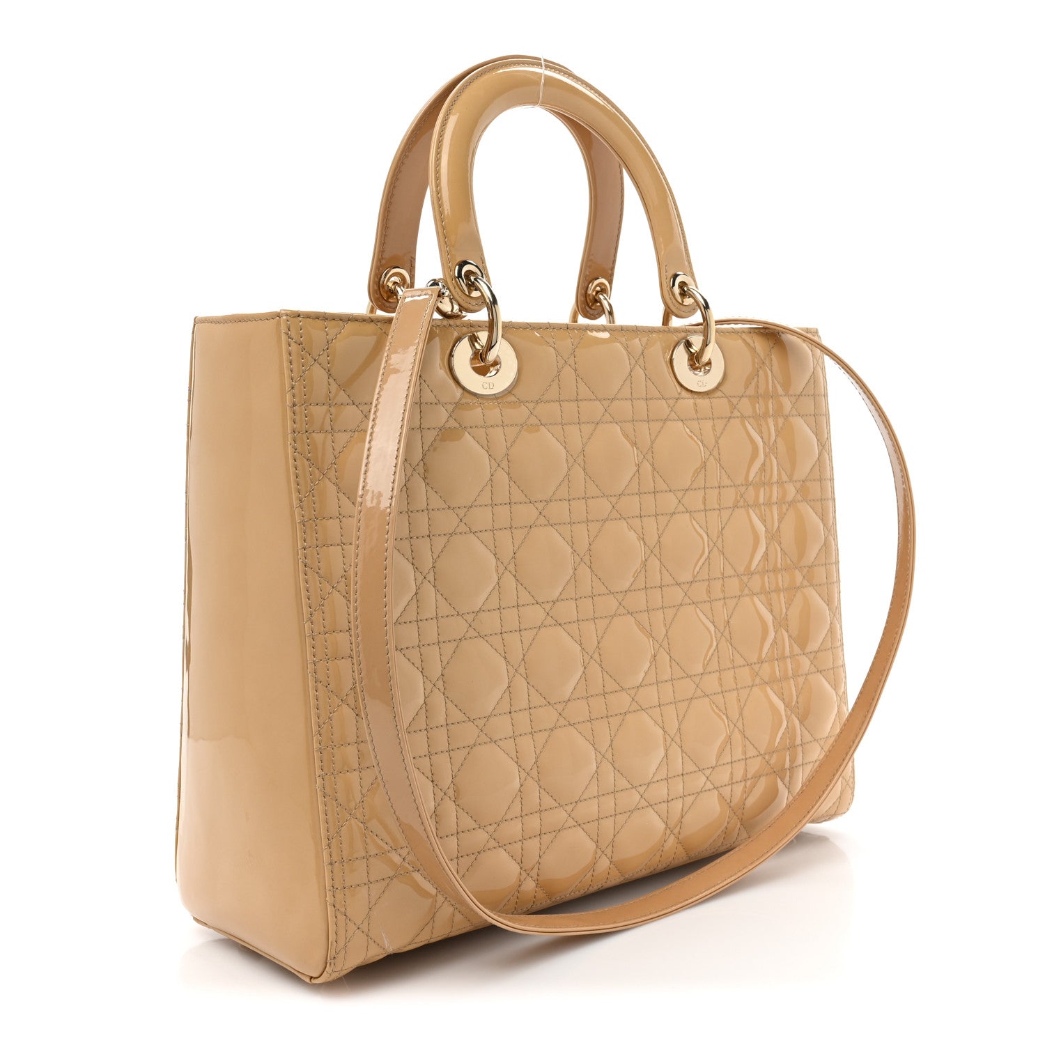 Christian Dior Patent Cannage Large Lady Dior Beige 3 of 12