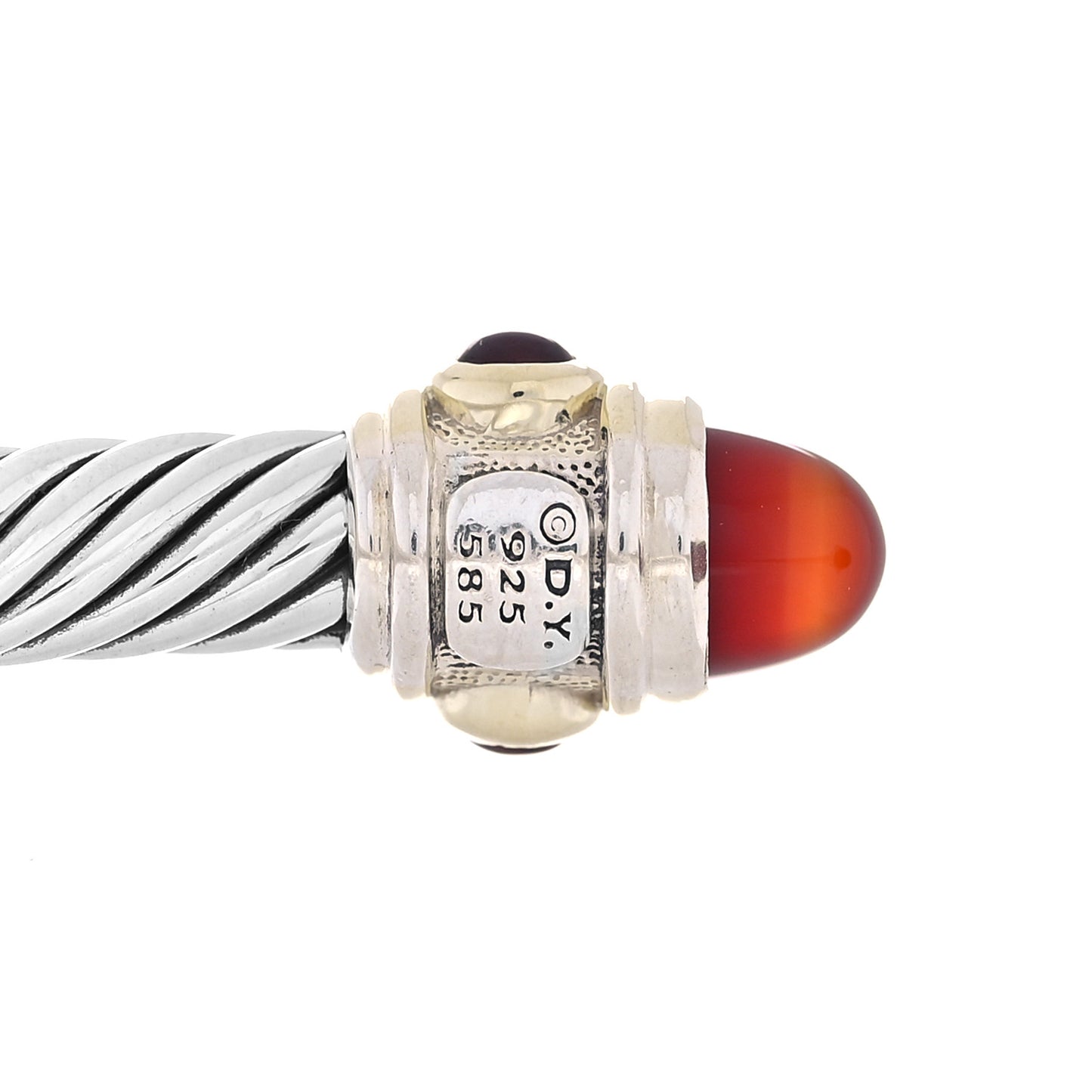 Sterling Silver 14K Yellow Gold Carnelian Citrine 5mm Cable Renaissance Bracelet