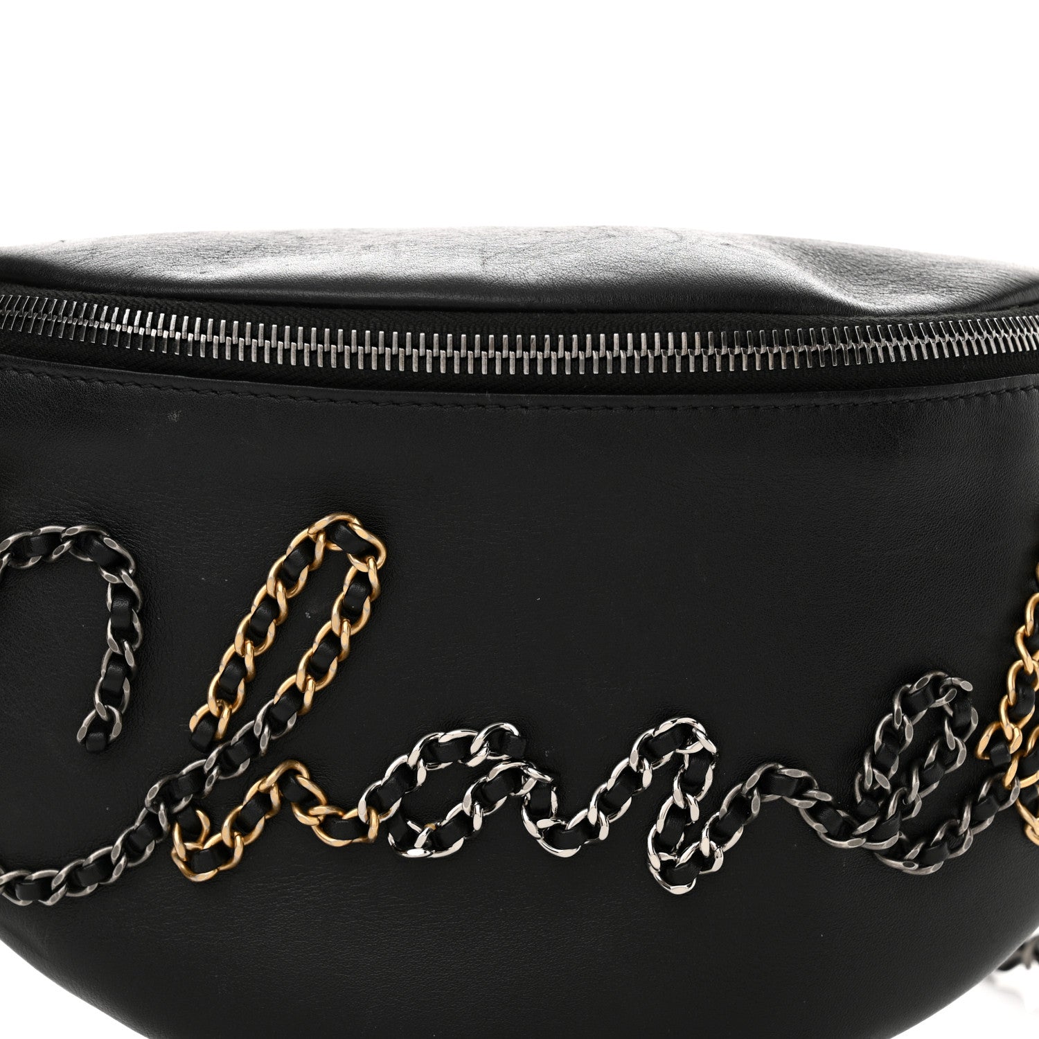 Chanel Calfskin Chain 20s Signe Waist Bag Black 8 of 15