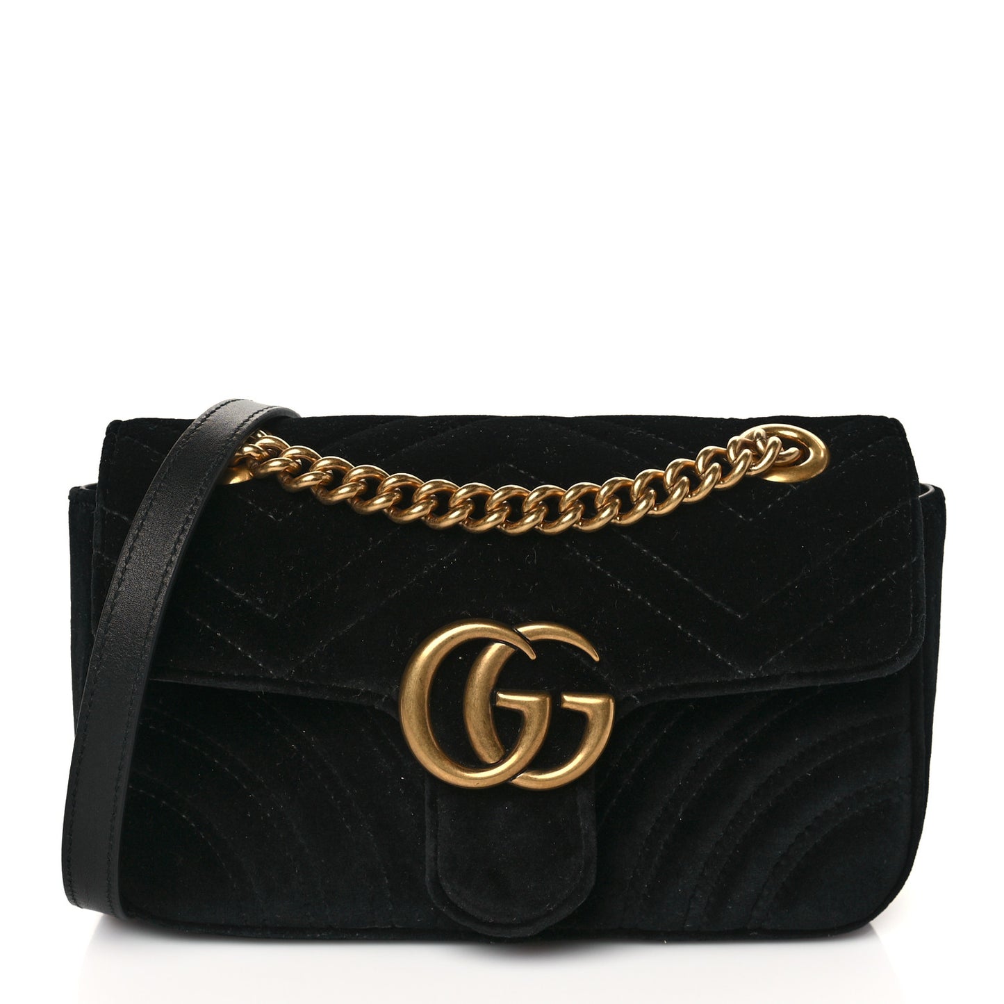 Velvet Matelasse Mini GG Marmont Shoulder Bag Black